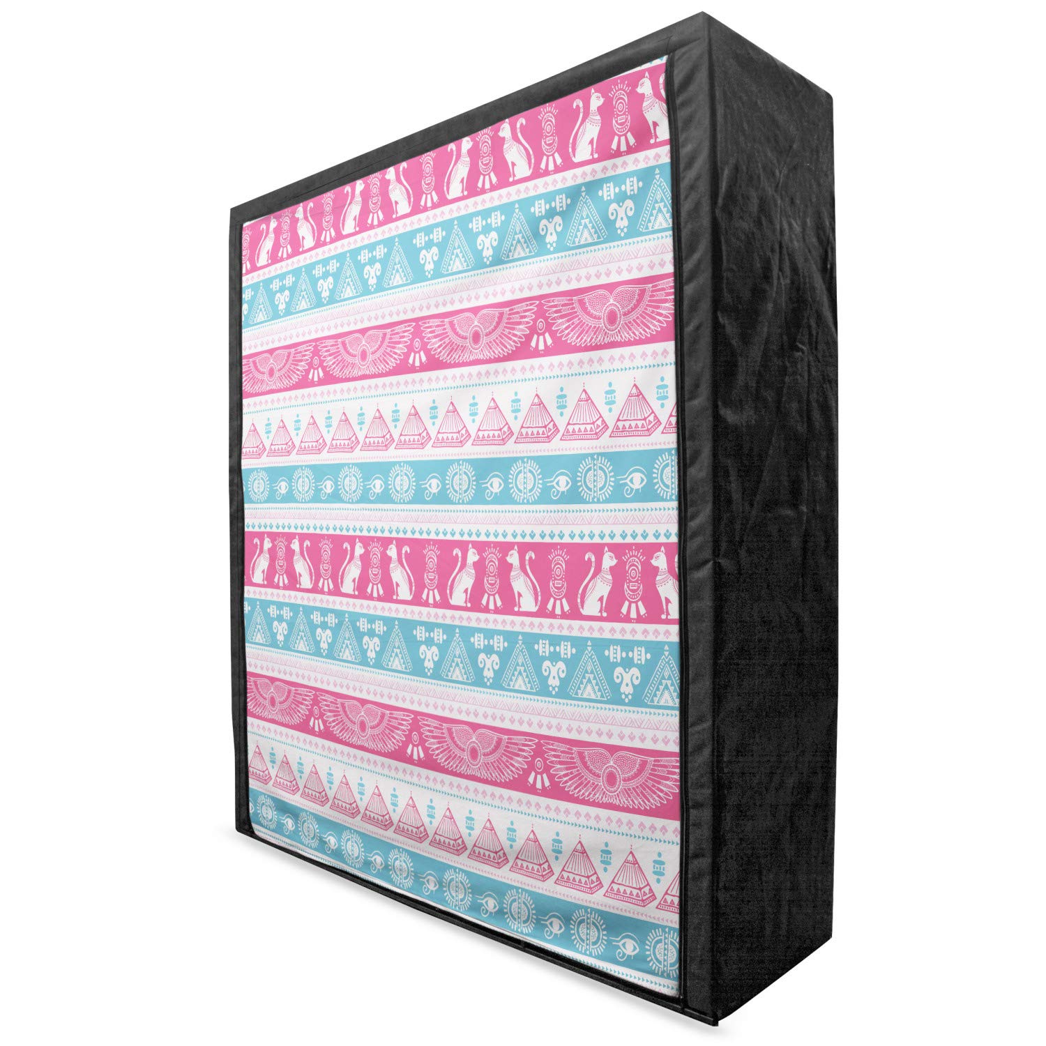 Ambesonne Tribal Portable Fabric Wardrobe with Egyptian Cat Wings & Pyramid Design | 59