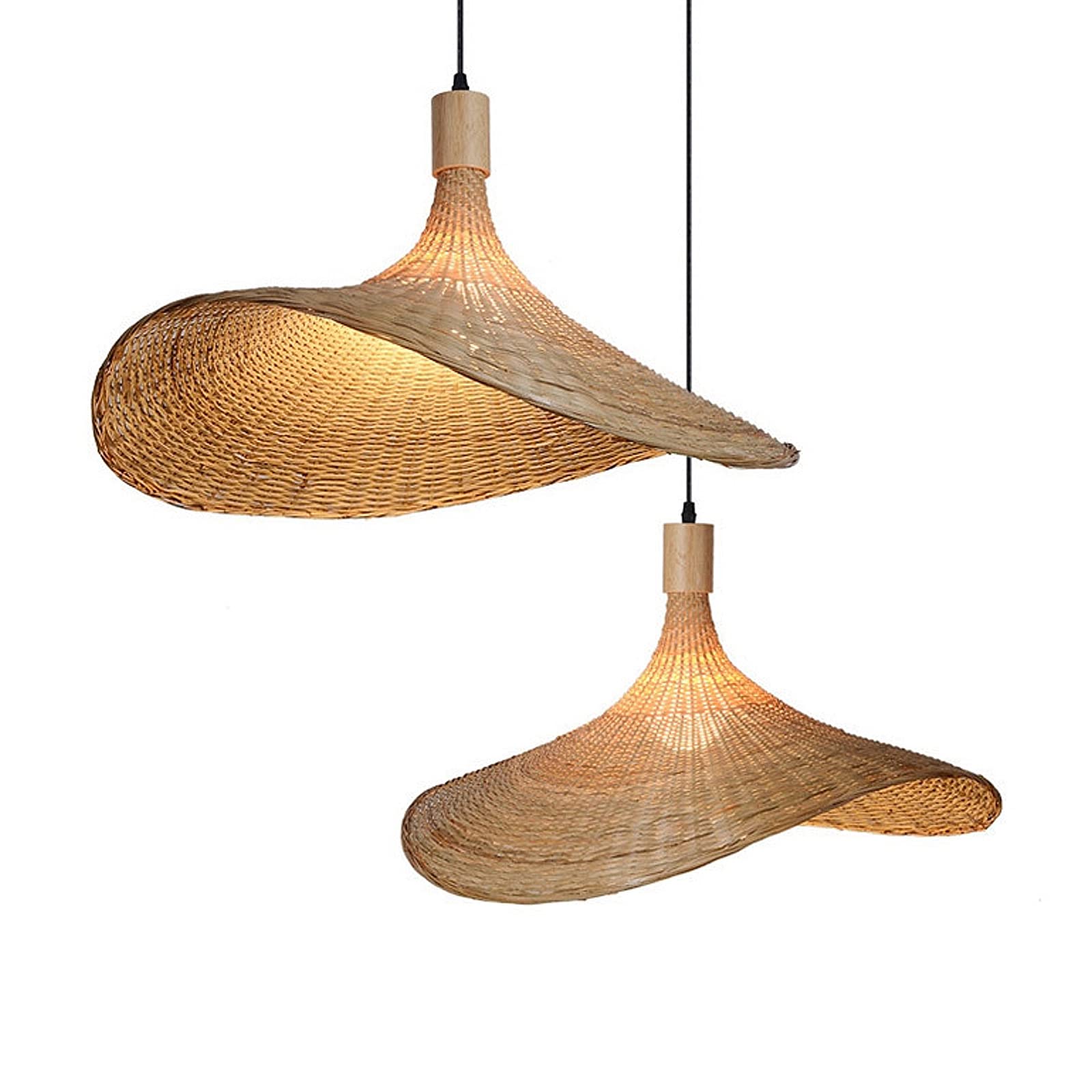 Bamboo Pendant Lighting Fixtures - Adjustable Hanging Bird Nest Lamp Shade with Natural Rattan Design for Living Room, Dining Room & Bar | Modern Ceiling Light for Home Decor & Cozy Ambiance