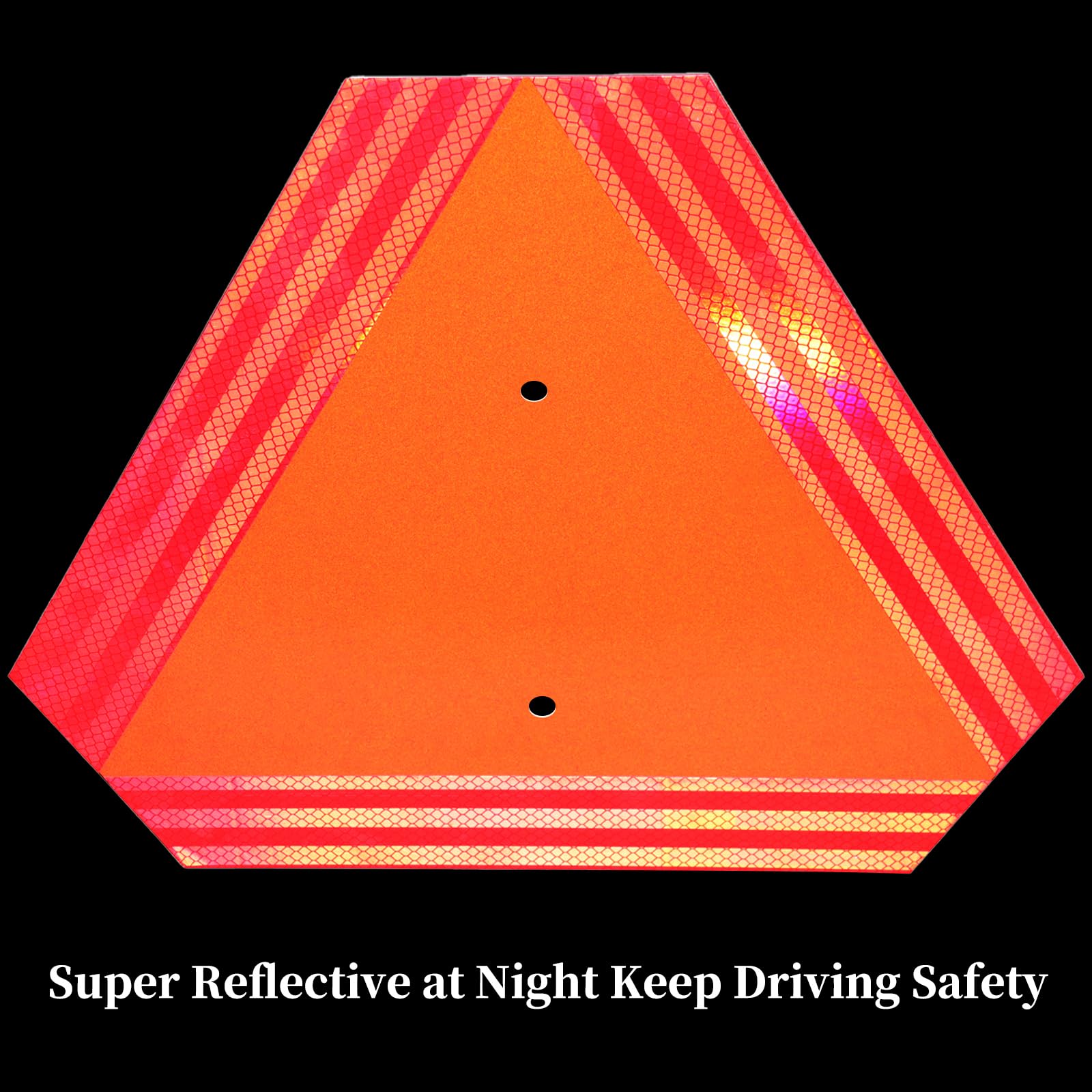 GELASKA Slow Moving Vehicle Sign with Mounting Brackets - Reflective Aluminum Triangle Safety Sign for Golf Carts, UTVs, Tractors & Horse Carriages - Includes 1 Sign, 1 Bracket, 4 Bolts & Nuts - Perfect for Farm Equipment, Road Safety & Low-Speed Vehicles
