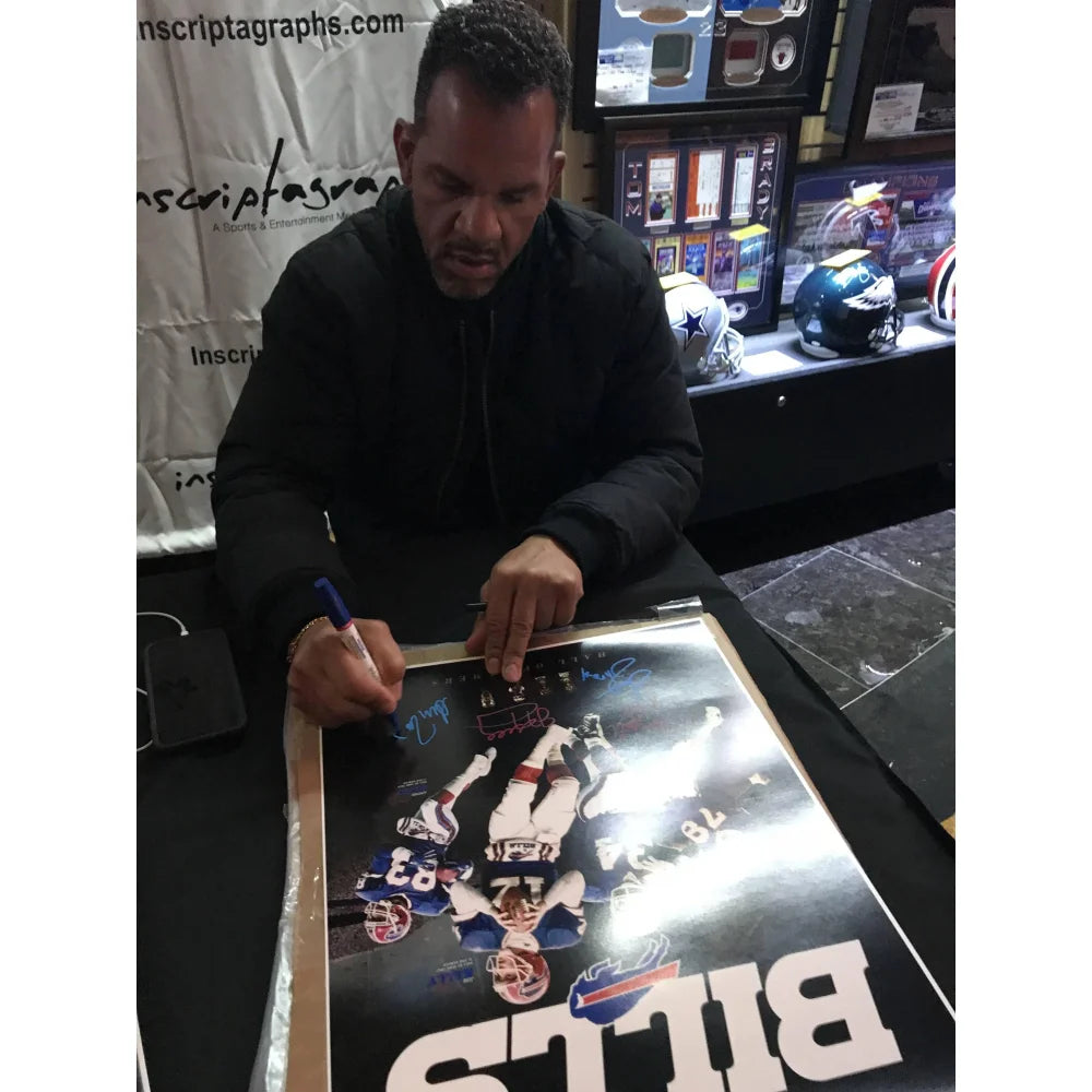 Authentic Buffalo Bills Hall of Famers Signed 16x20 Photo - Limited Edition #D/25 with JSA COA - Jim Kelly, Andre Reed, Bruce Smith, Thurman Thomas - Perfect for NFL Memorabilia Collectors and Bills Fans Home Decor