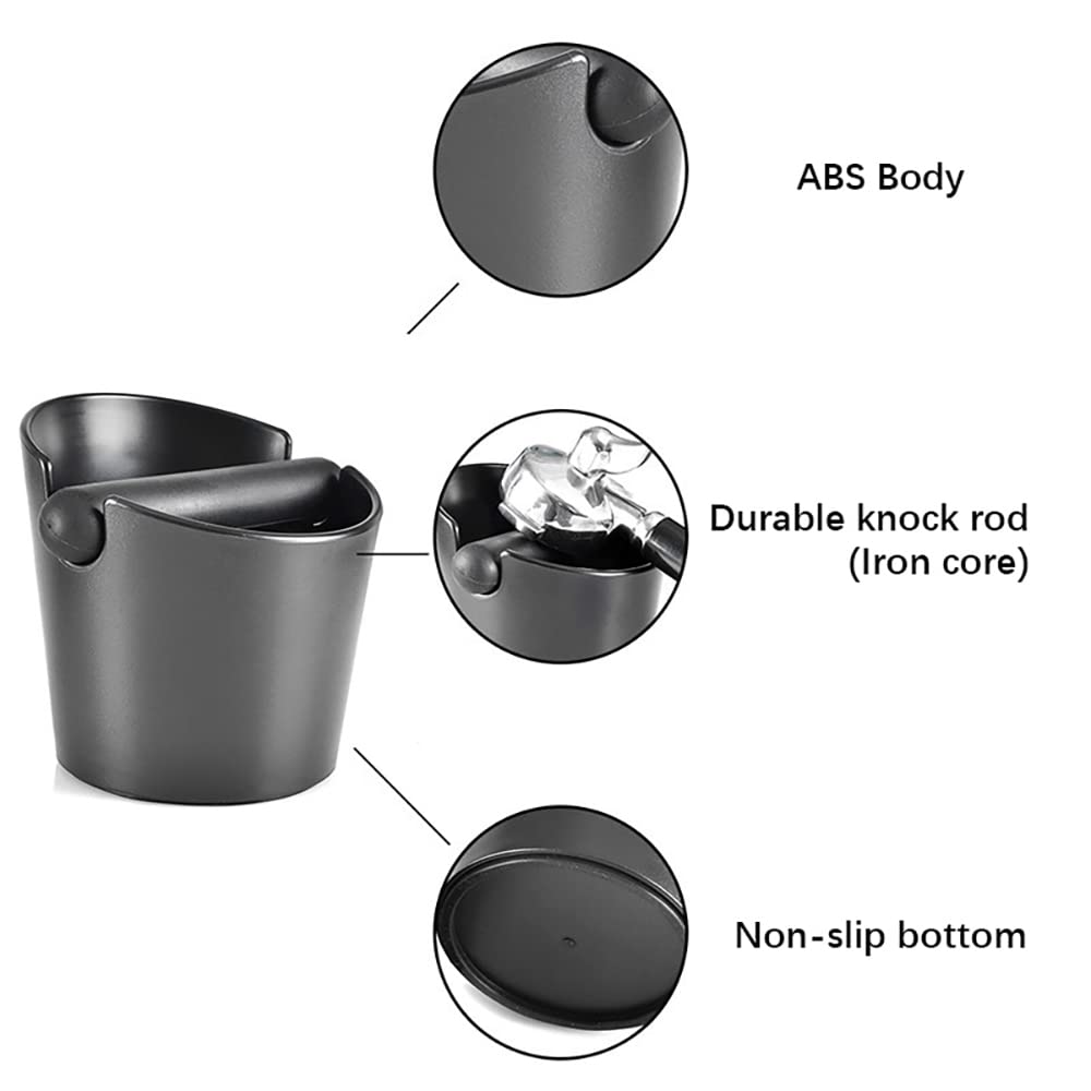 Premium Espresso Knock Box for Barista & Home Use - Wide Mouth Red Coffee Grounds Bin with Removable Knock Bar, Non-Slip Shock-Absorbent Base - Ideal for Coffee Shops, Home Brewing & Professional Barista Workstations