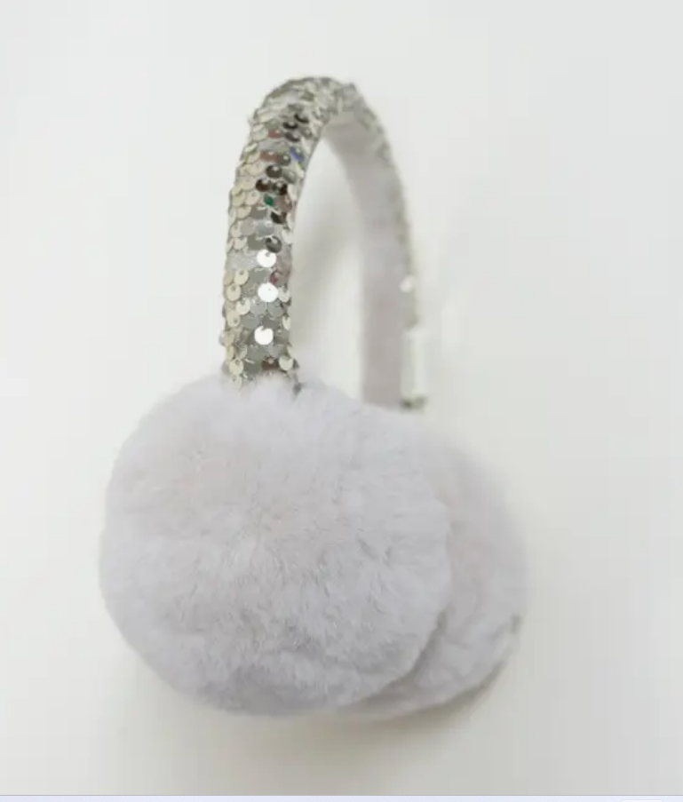 RKH Shimmer Sequin Earmuffs - Winter Fashion Accessories for Women, Girls | Warm Fleece Lined Ear Muffs for Cold Weather, Outdoor Activities, Concerts & Holiday Events