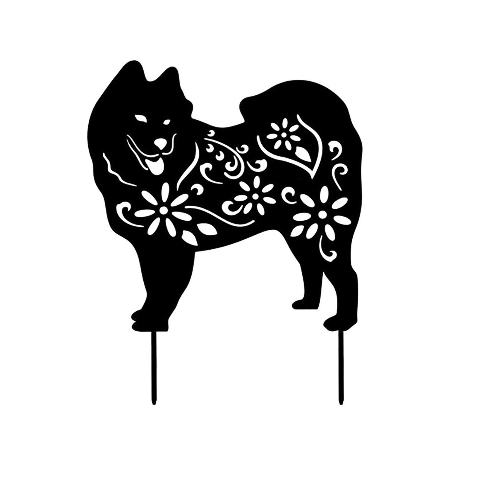 Spring Garden Flag with Pole - Acrylic Hollow Animal Dog Inserts for Yard, Patio & Lawn Decoration - Black, Large Size - Perfect for Seasonal Outdoor Decor, Home Garden Accents & Front Yard Displays