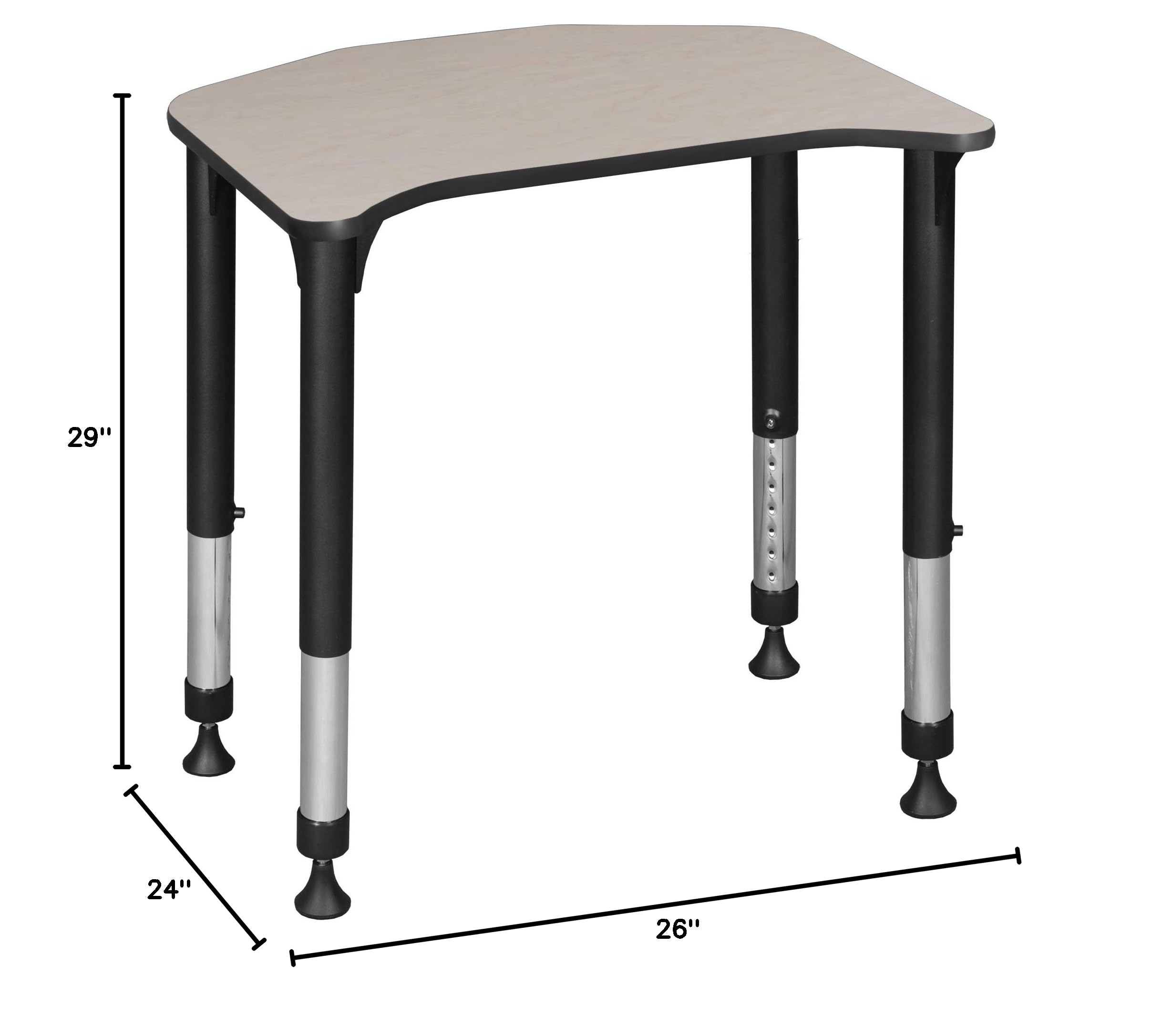 Regency Ferris Height Adjustable School Desk for Students - 26x24 Inches, Maple Wood Study Table - Perfect for Homeschooling, Online Classes & Dorm Rooms