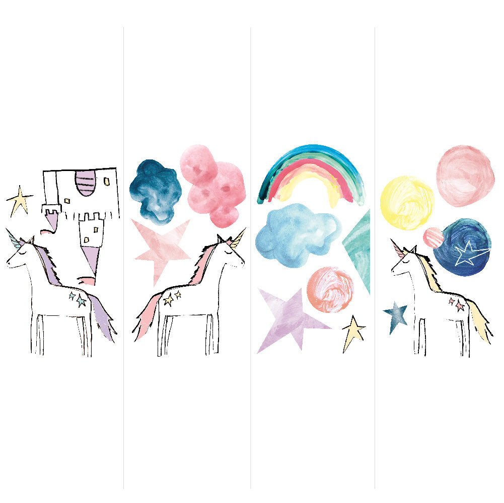 Rainbows & Unicorns Removable Wall Decals for Kids Room Decor - Nursery, Bedroom & Playroom Stickers - Easy Peel & Stick Wall Art for Girls & Boys