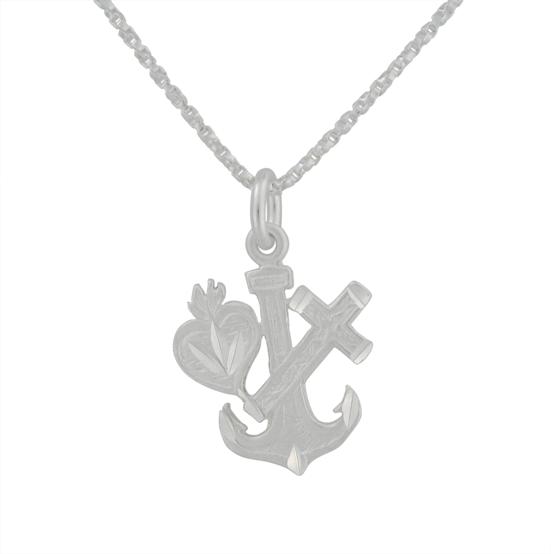 925 Sterling Silver Anchor, Heart & Cross Charm Pendant Necklace for Women - Perfect for Gifts, Everyday Wear & Special Occasions