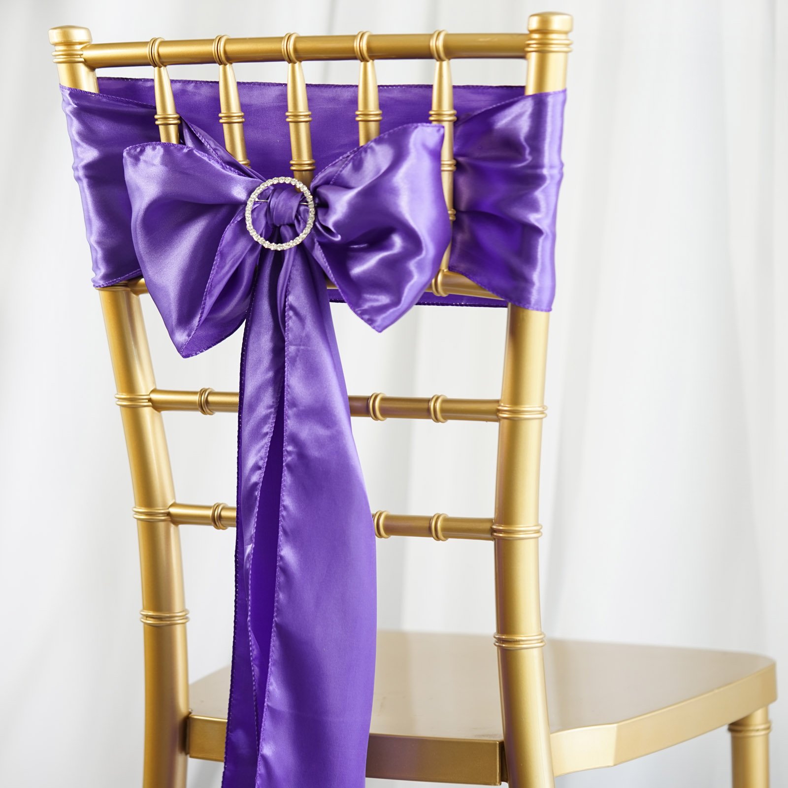 50 Pack Purple Satin Chair Sashes - Elegant Wedding Chair Bows for Banquet Decorations, Reception Party Supplies, Bridal Shower & Special Event Decor (Set of 50) | Perfect for Weddings, Anniversaries, Baby Showers & Formal Dinners