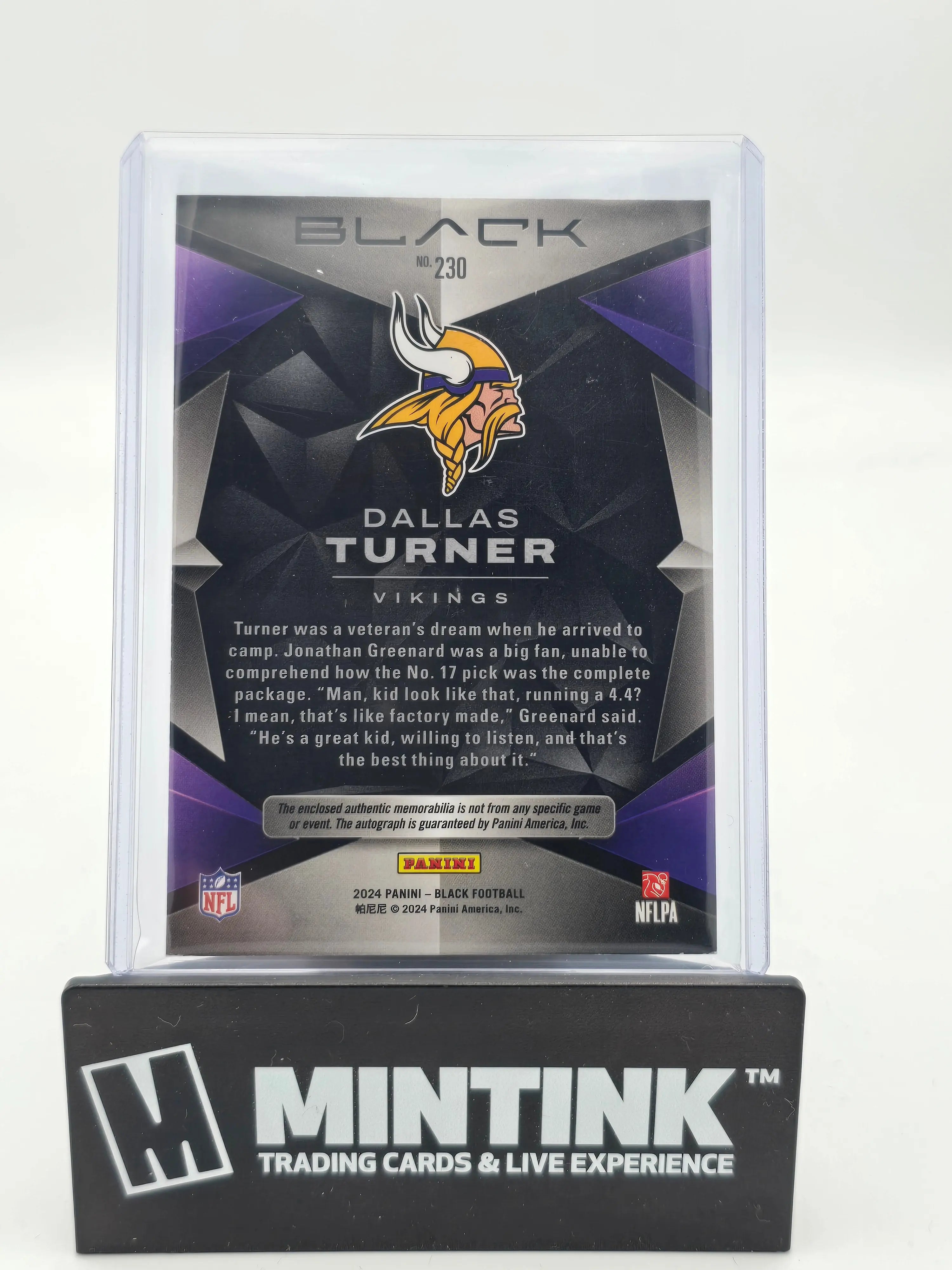 2024 Panini Black Football Dallas Turner Rookie Jersey Patch Auto /99 - Limited Edition Collectible for NFL Fans & Sports Memorabilia Enthusiasts - Perfect for Display, Investment, and Gifting