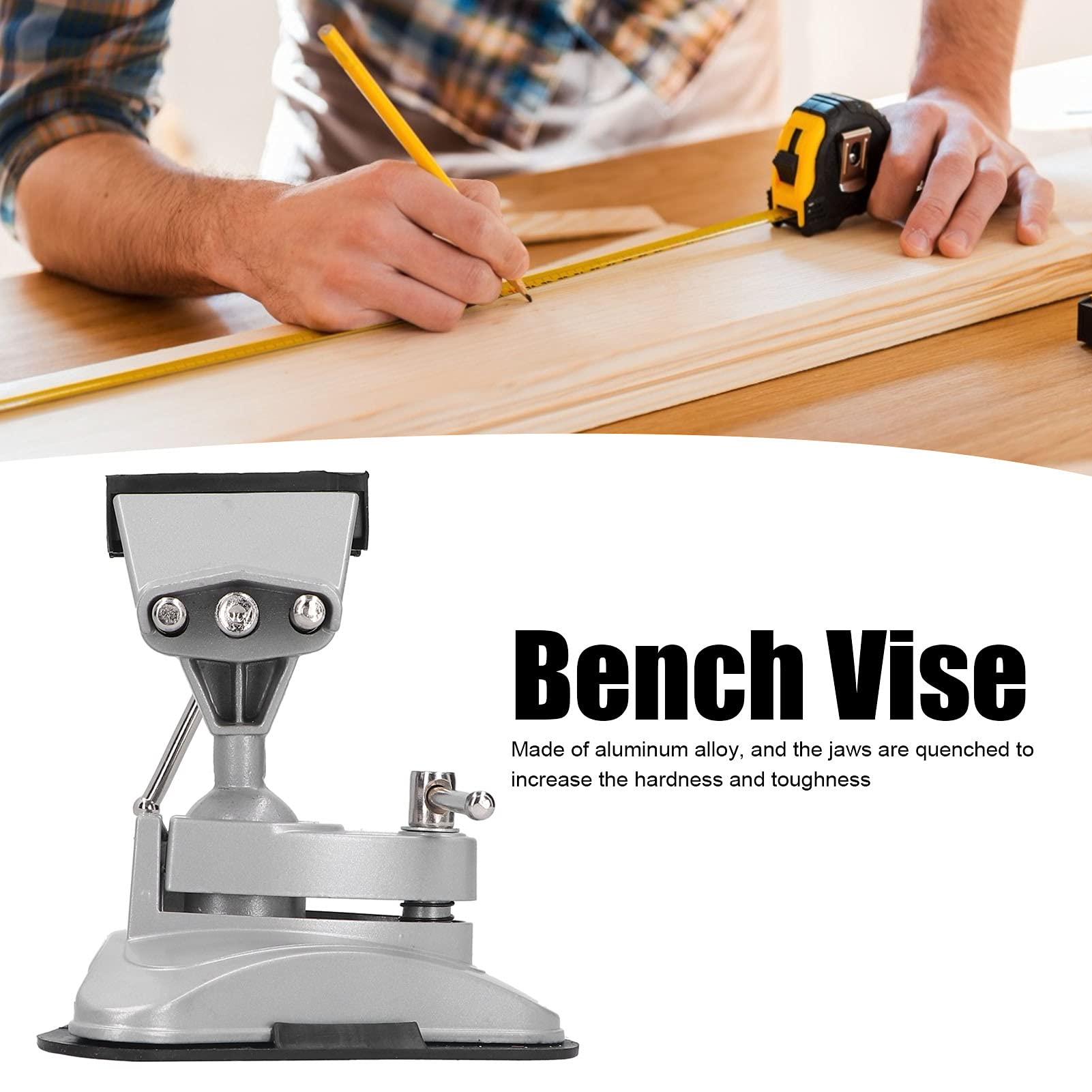 Aluminum Alloy Flat Push Table Vise - Heavy Duty Bench Clamp for Woodworking, DIY Projects & Carpentry | Secure Workpieces for Drilling, Sanding & Sawing