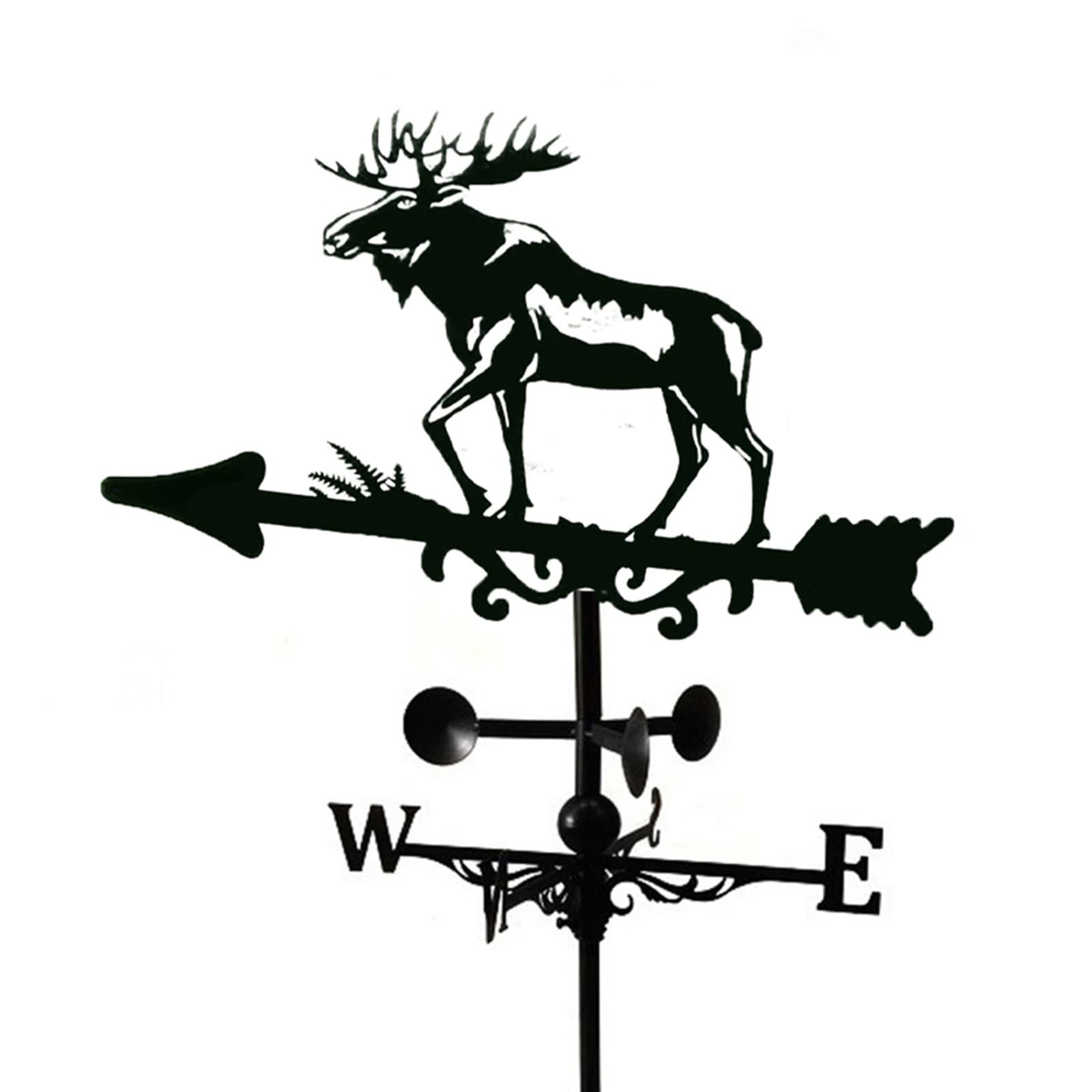 Vintage Metal Elk Weather Vane - Outdoor Garden Stake & Roof Decor with Wind Direction Indicator | Perfect for Farmhouse, Paddock, and Backyard Decoration