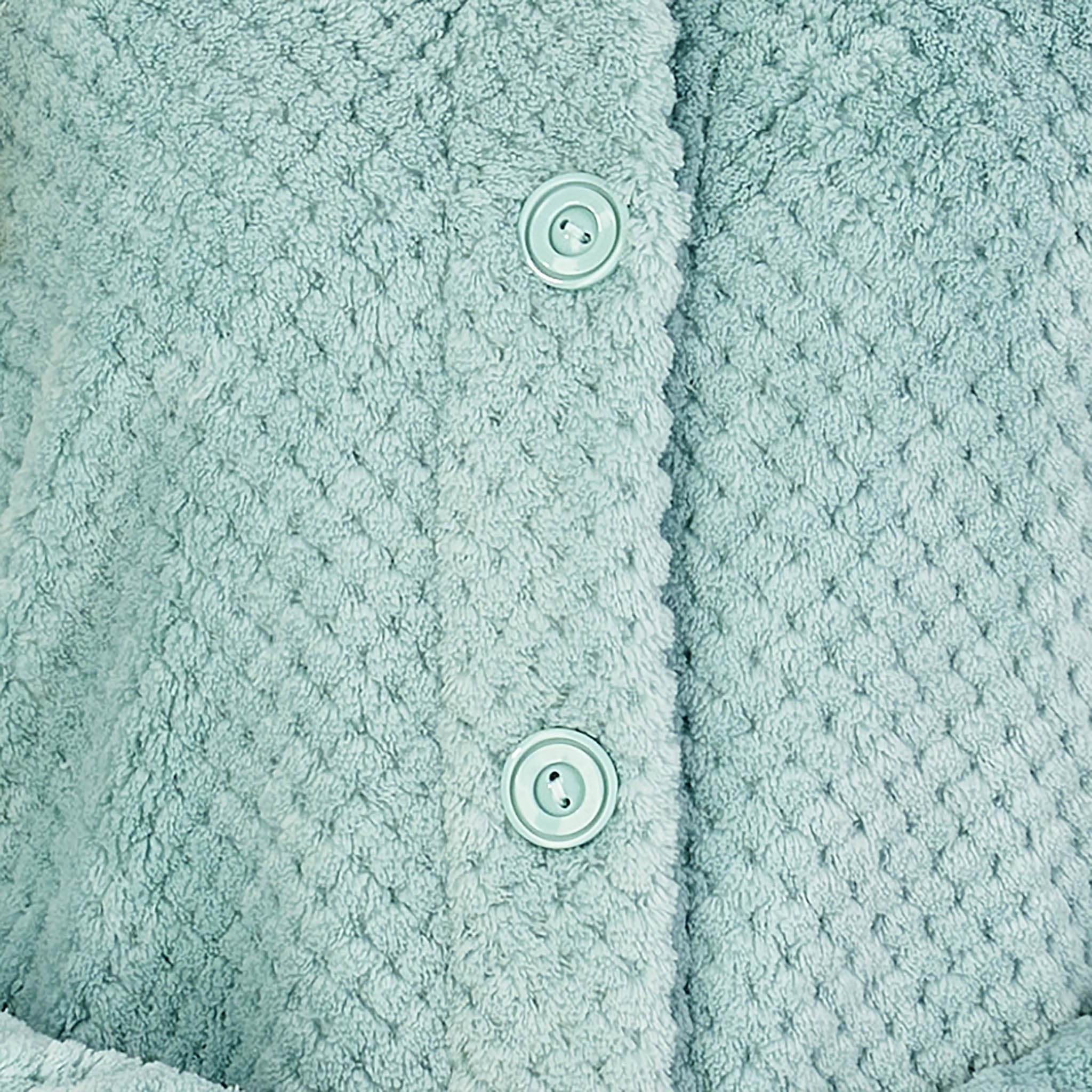 Women's Waffle Fleece Robe with Large Buttons - Slenderella House Coat Dressing Gown for Lounge & Sleepwear - Soft Comfortable Bathrobe for Relaxing at Home