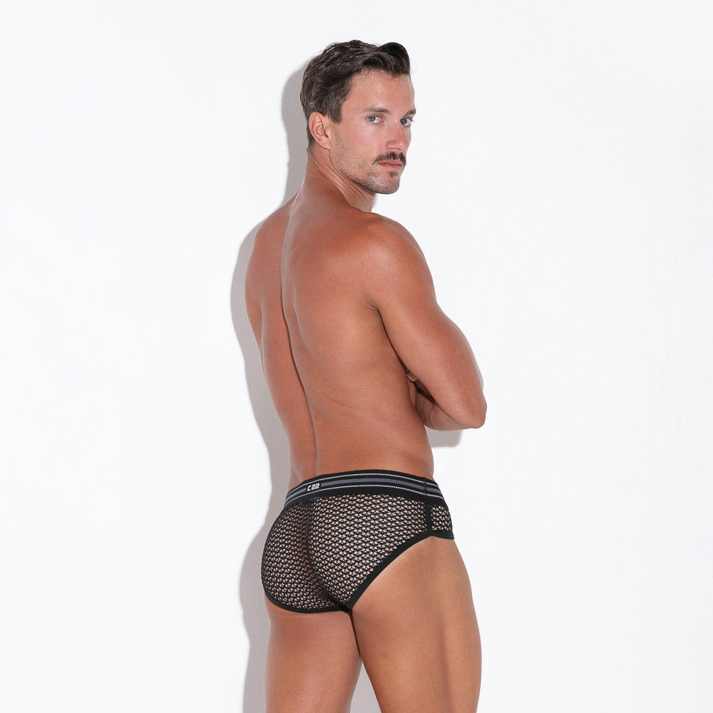 Code 22 Openwork 2141 Mesh Brief Black - Sexy Lingerie Underwear for Women, Comfortable Breathable Panties for Daily Wear & Special Occasions