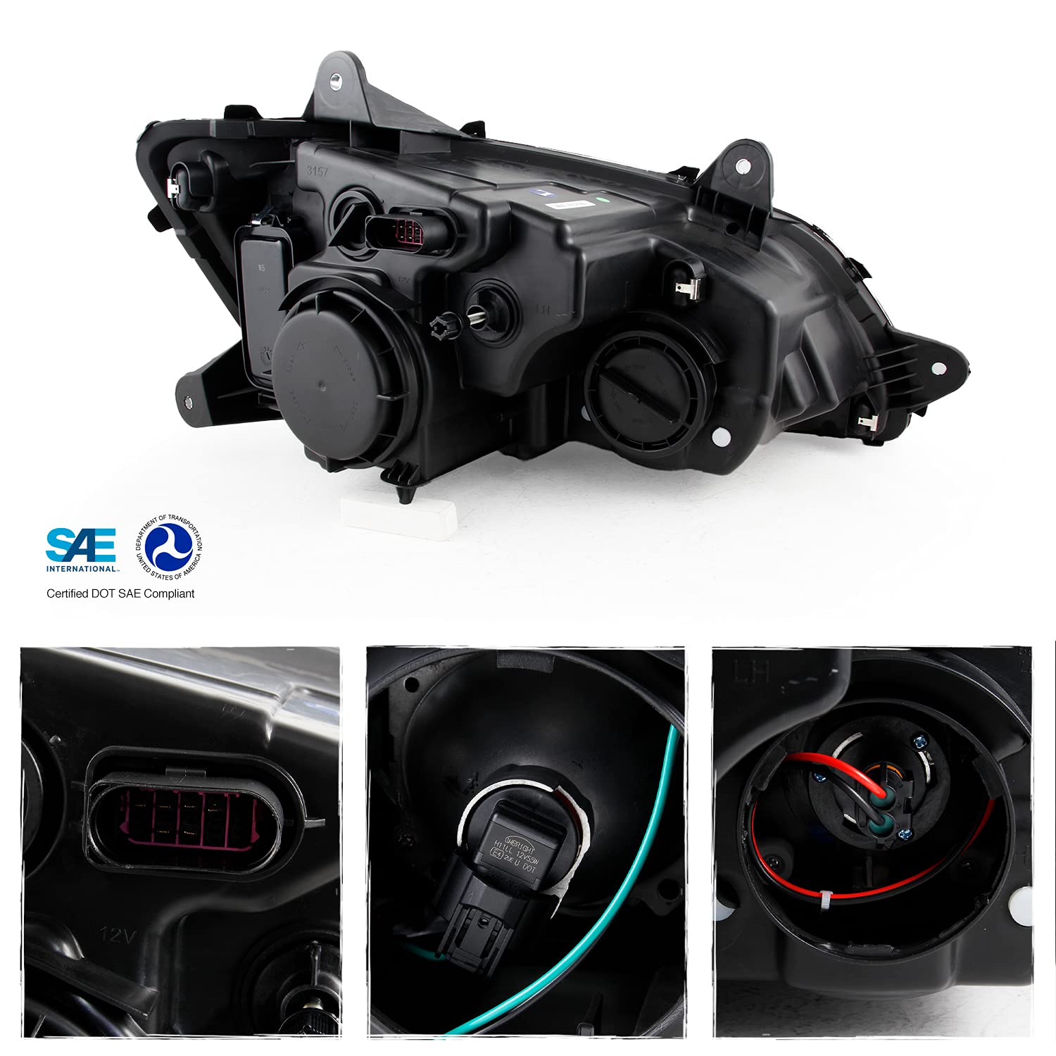 AKKON Black Housing Projector Headlights - Compatible with 2008-2017 Kenworth T660 T170 T270 T370 T700 Trucks - OE Style Replacement - Perfect for Night Driving & Enhanced Visibility (Pair)