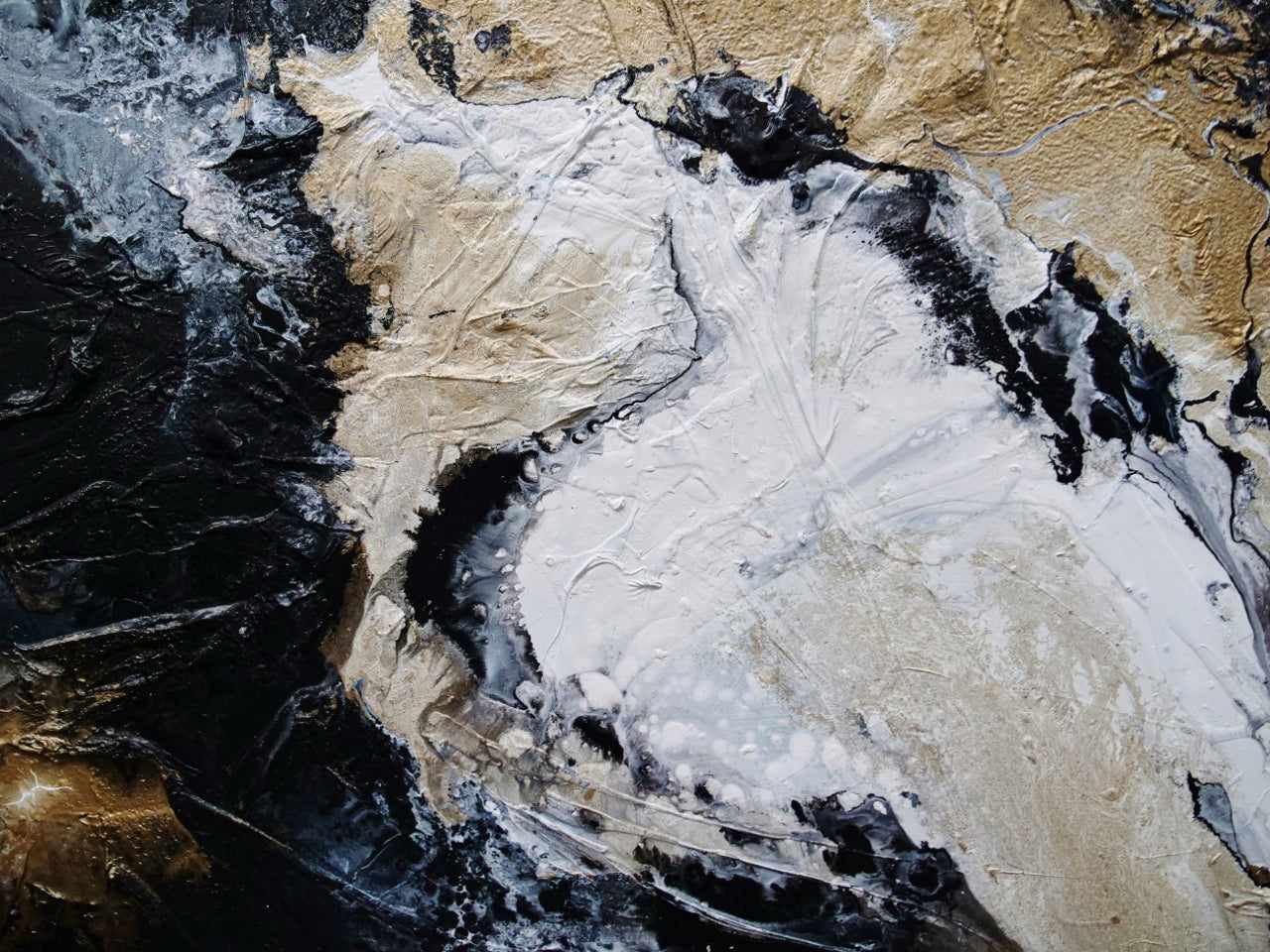 190cm x 100cm Black Gold White Textured Abstract Canvas Painting - Modern Wall Art for Living Room, Bedroom & Office Decor - Golden Saturation Design
