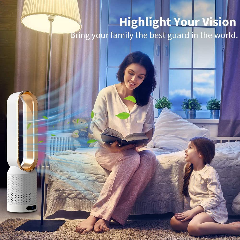 Solace 20 Inch Bladeless Tower Fan - 80° Oscillation, 8 Speed Settings, Remote Control & 2H Timer - Ultra Quiet Cooling for Bedroom, Home Office, Living Room - Perfect for Summer, Sleep & Workspace Comfort