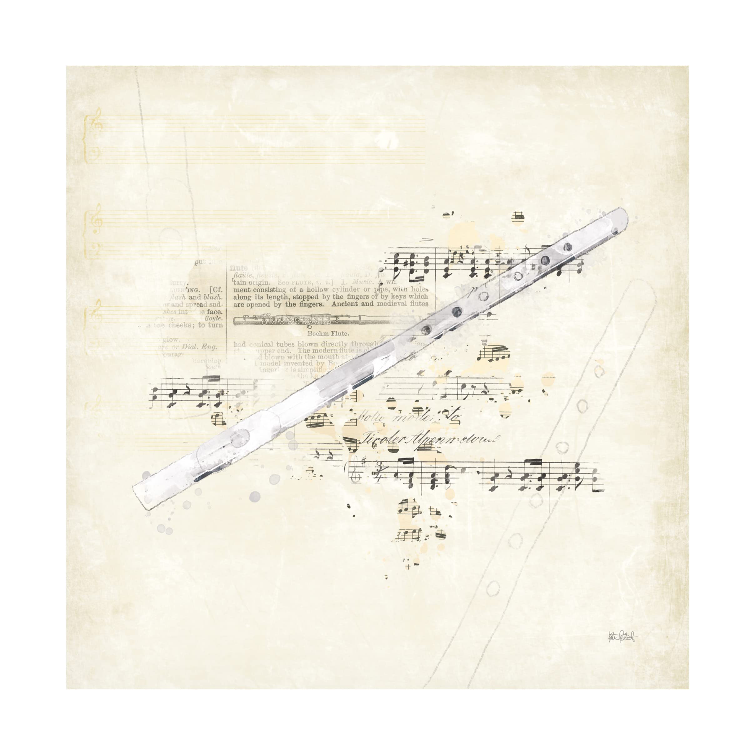 Katie Pertiet 'Musical Gift V' Canvas Art Print - 35x35 Inches - Modern Home Decor for Living Room, Bedroom & Office - Trademark Fine Art Collection