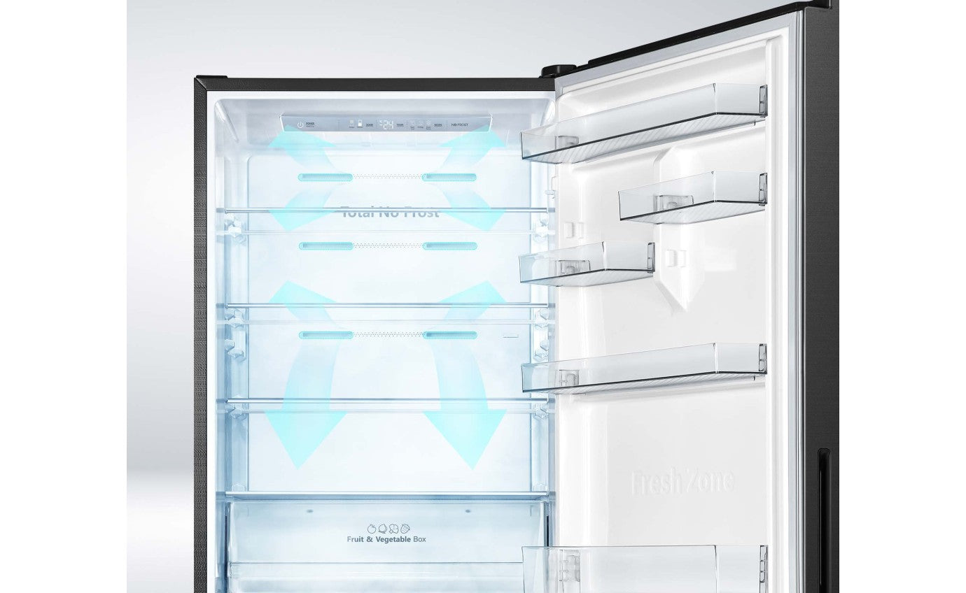 Hisense 417L Bottom Mount Refrigerator - Energy Efficient PureFlat Eco Vision, Black Steel HRBM418E - Perfect for Small Kitchens & Apartments