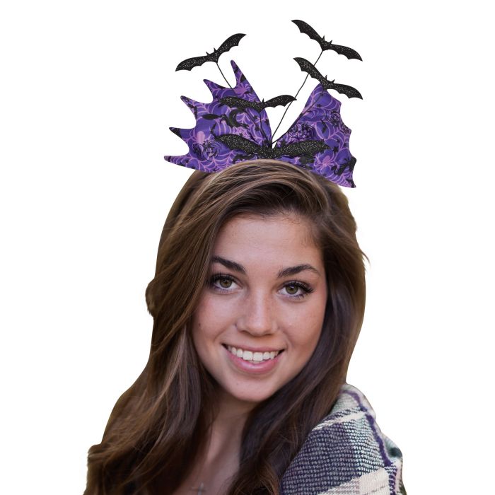 12 Pack Beistle Glittered Bat Headbands for Halloween Party, Cosplay & Costume Accessories - Sparkling Bat Ear Headbands for Women, Girls & Kids
