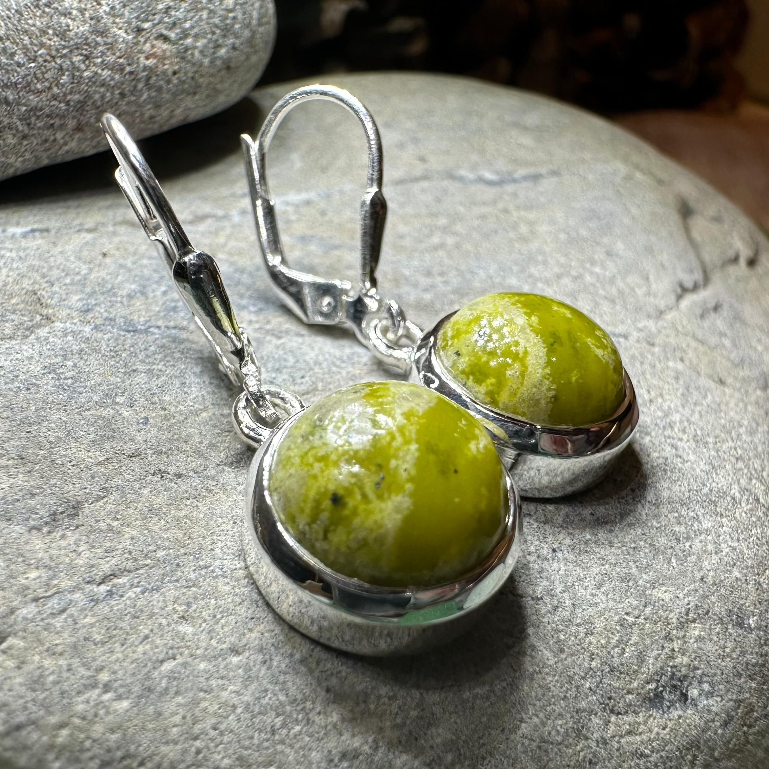 Connemara Marble Irish Anamchara Earrings - Authentic Celtic Jewelry for Women, Handmade Green Stone Dangle Earrings - Perfect for St. Patrick's Day, Weddings & Special Occasions