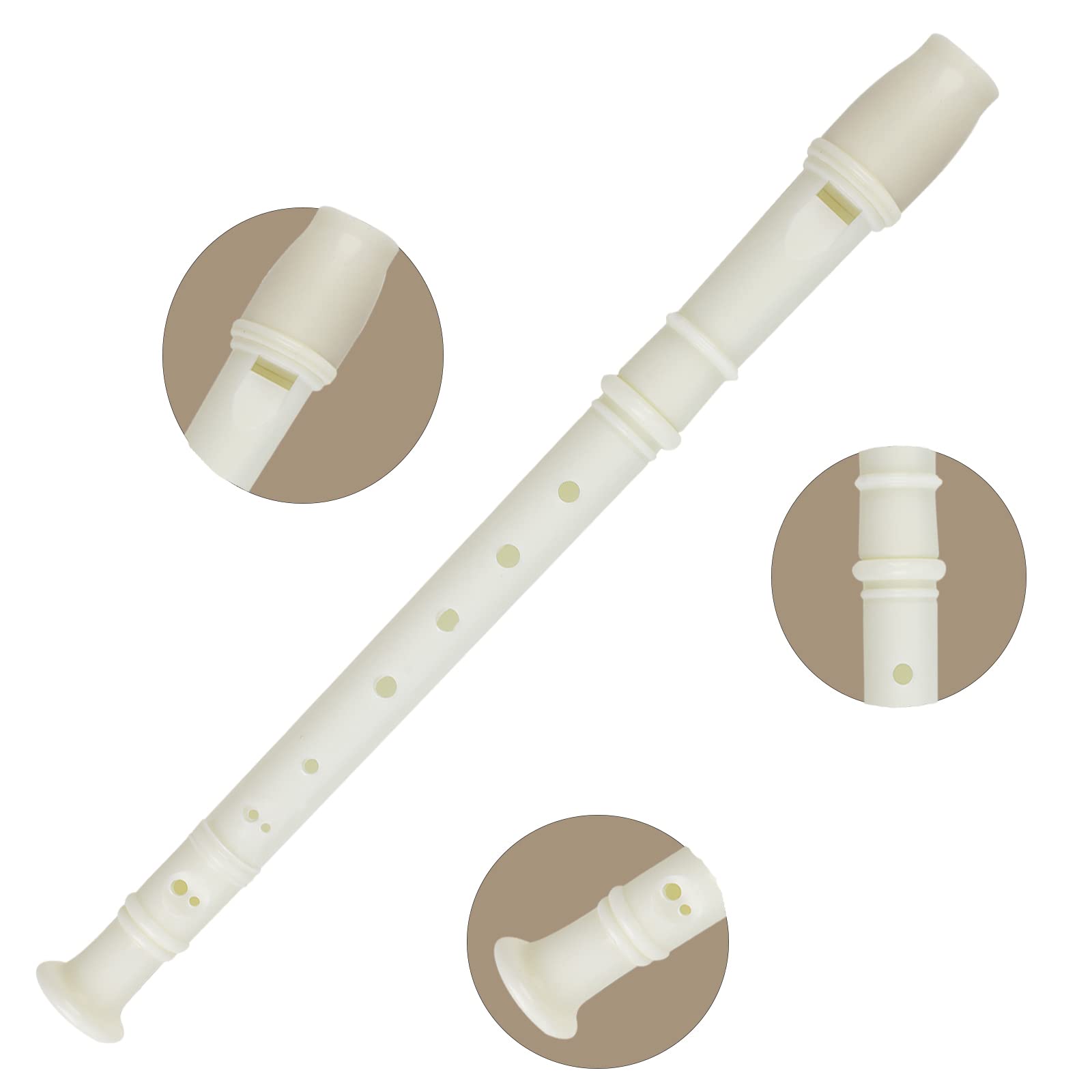 6-Piece German Style Soprano Recorder Set with 8 Holes - Plastic Descant Flute for Kids, Students & Beginners - Includes Cleaning Rod - Perfect for Music Class, School Bands & Beginner Practice