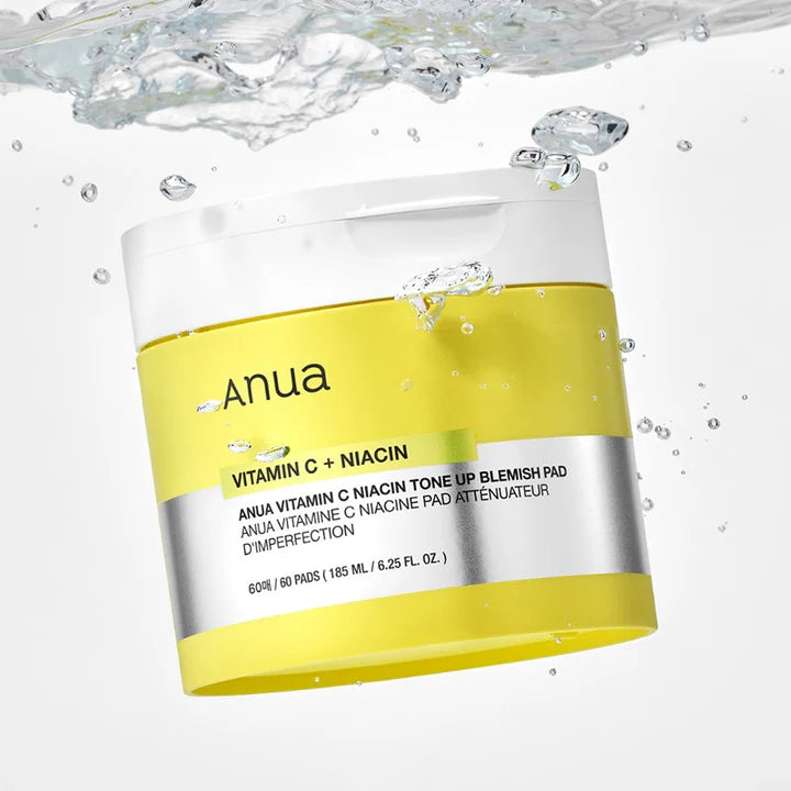 Anua Vitamin C + Niacin Tone Up Blemish Pad 185ml (60 Count) - Brightening & Exfoliating Face Pads for Acne-Prone Skin | Korean Skincare for Dark Spots & Uneven Texture