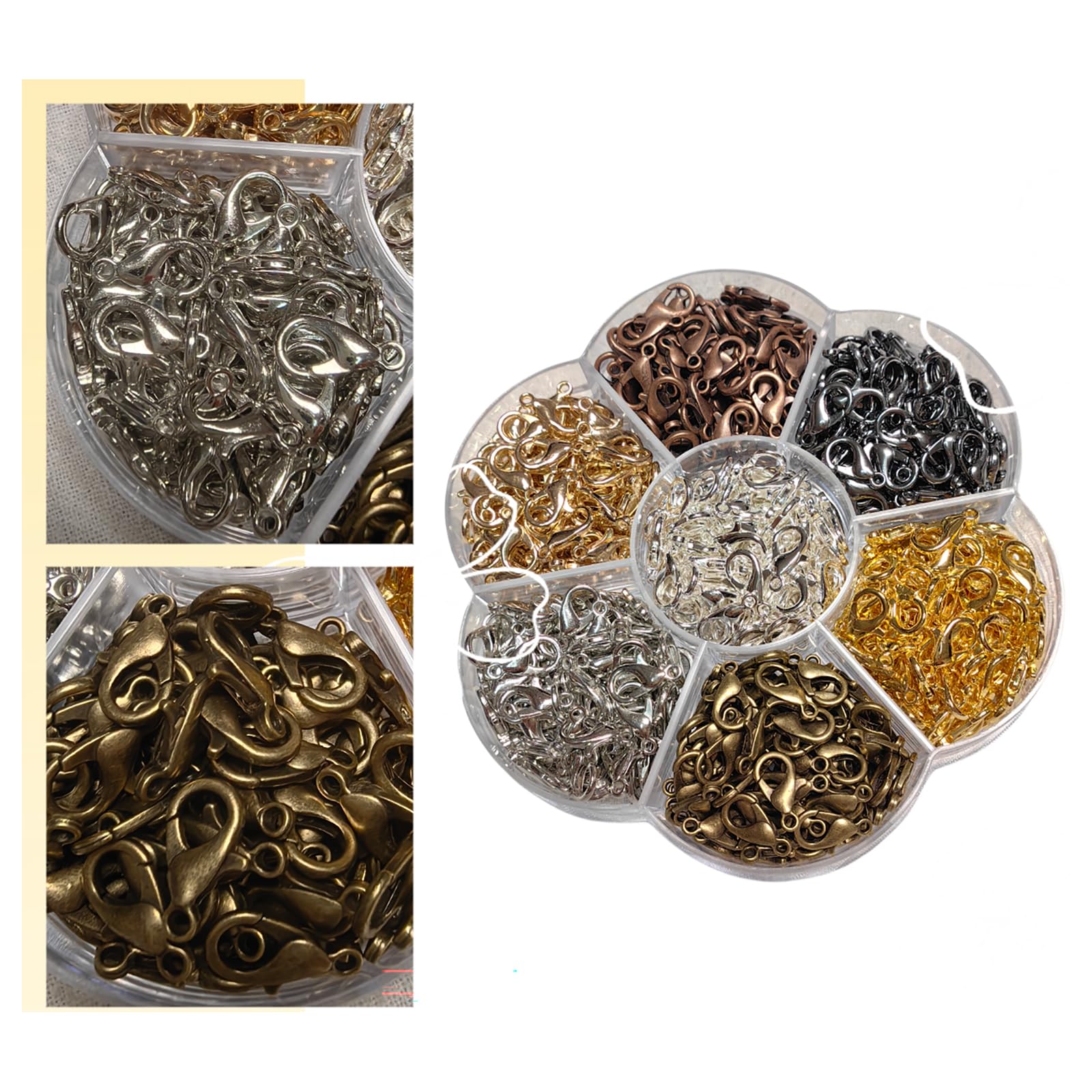 560pcs 7 Color Lobster Clasps for Jewelry Making - 12x7mm Gold Silver Bronze Clasps - DIY Bracelet Necklace Repair & Crafting Supplies - Perfect for Beading, Scrapbooking & Handmade Accessories
