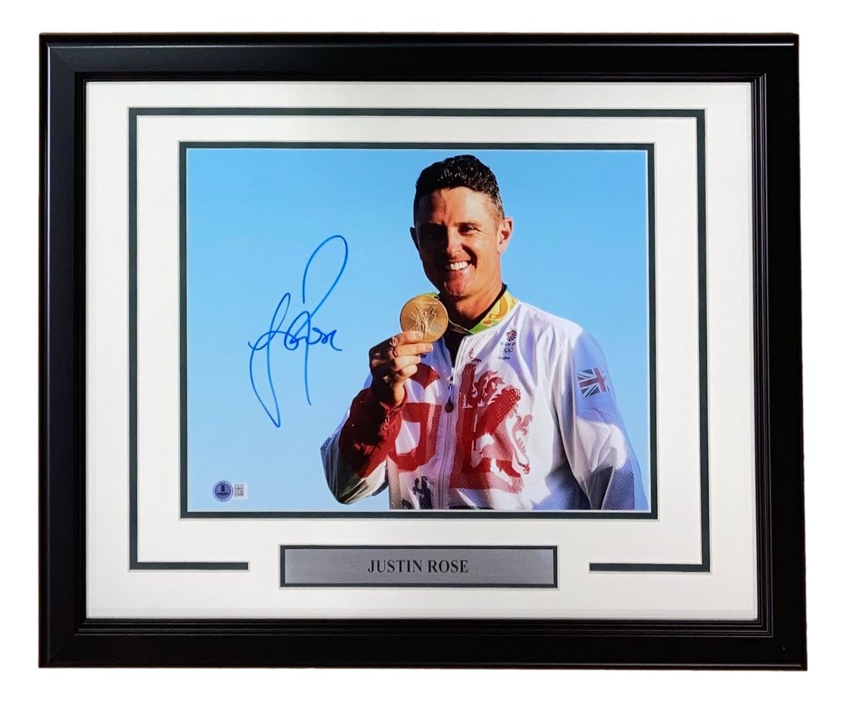 Justin Rose Autographed Framed 11x14 PGA Golf Photo - Collectible Memorabilia for Golf Fans & Sports Enthusiasts - Perfect for Man Cave, Office Decor or Gift for Golf Lovers