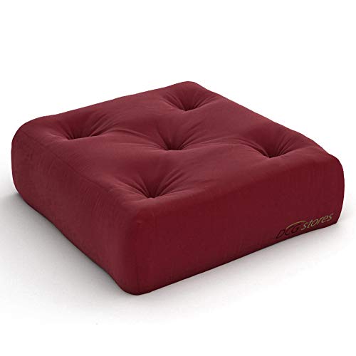 Nirvana Futons Plush 8-Inch Futon Chair Ottoman Mattress - Ultra Comfortable Burgundy Twill - Made in USA - Perfect for Living Rooms, Dorms & Small Spaces