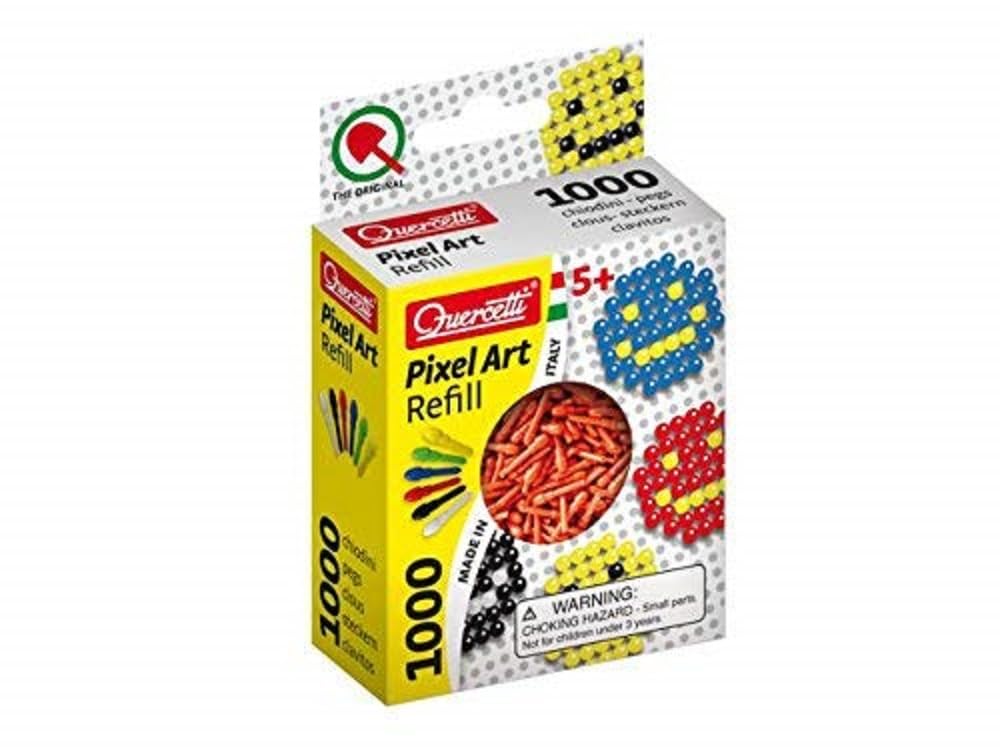 Quercetti Pixel Art Refill Kit - 1000 Red Pegs for Creative Mosaic Art Projects - Perfect for Kids' STEM Learning & DIY Home Decor