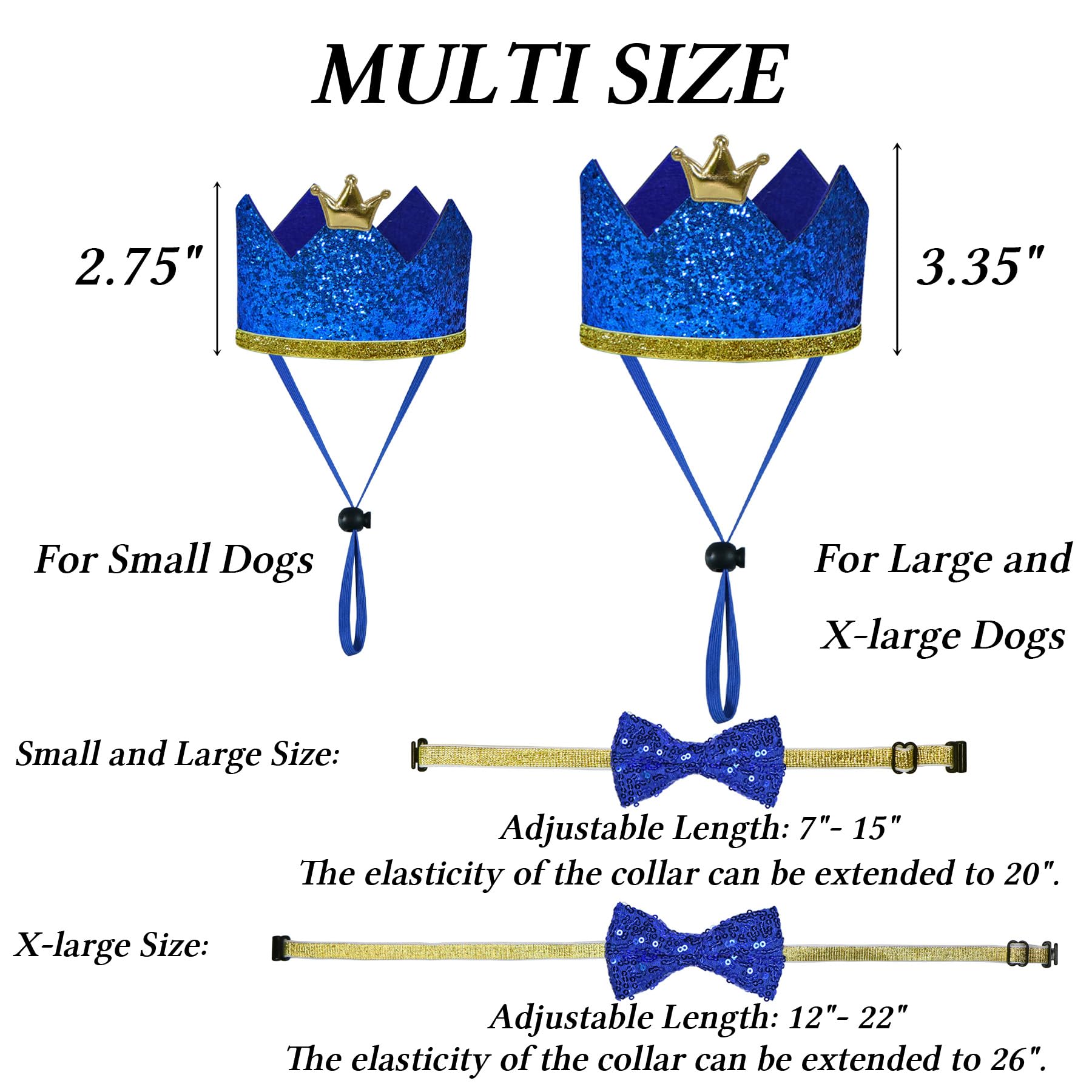 Dog Birthday Hat & Bandana Set for Small Dogs - Blue, Small - Perfect for Pet Parties