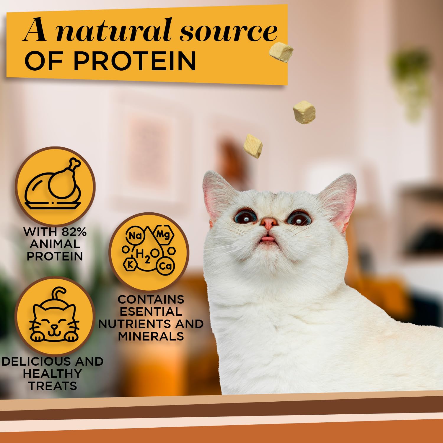 Premium Freeze-Dried Chicken Cat Treats - All-Natural, Grain-Free Snacks for Indoor & Outdoor Cats - Crunchy Bite-Sized Healthy Rewards (5.6oz) - Perfect for Training, Bonding & Dental Health