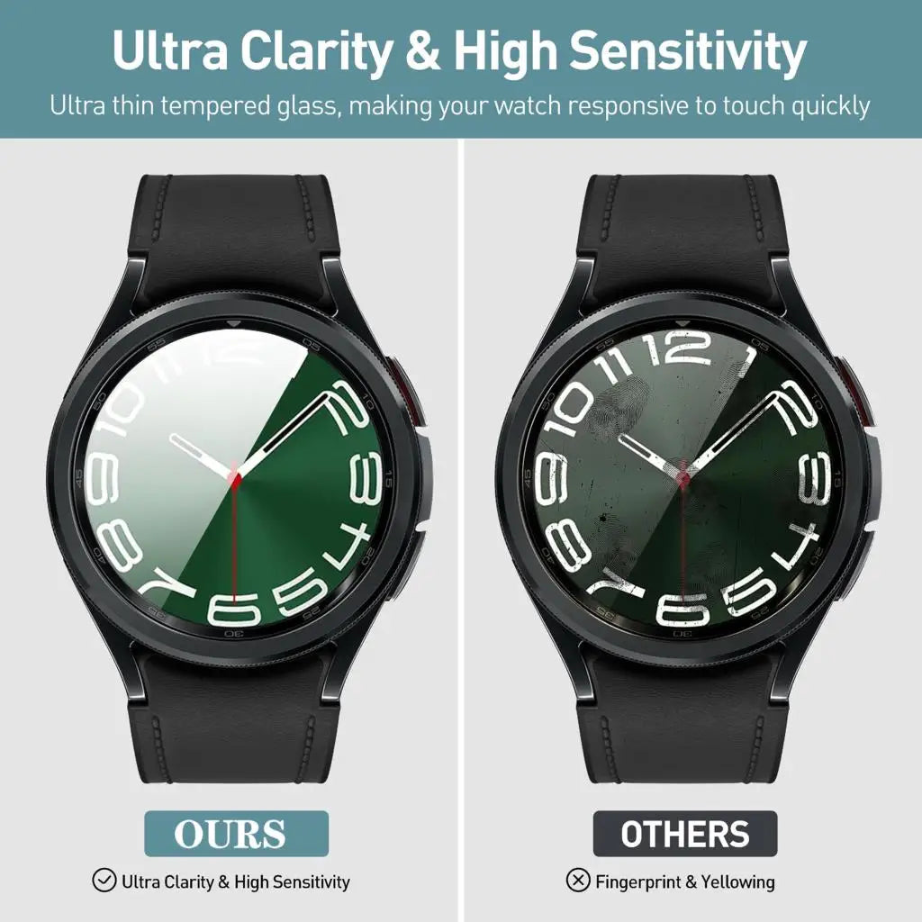 2 Pack Tempered Glass Screen Protector for Samsung Galaxy Watch - HD Clear, Anti-Scratch, Bubble-Free (Compatible with Galaxy Watch 4/5/6) | Perfect for Workouts, Running & Daily Wear Protection