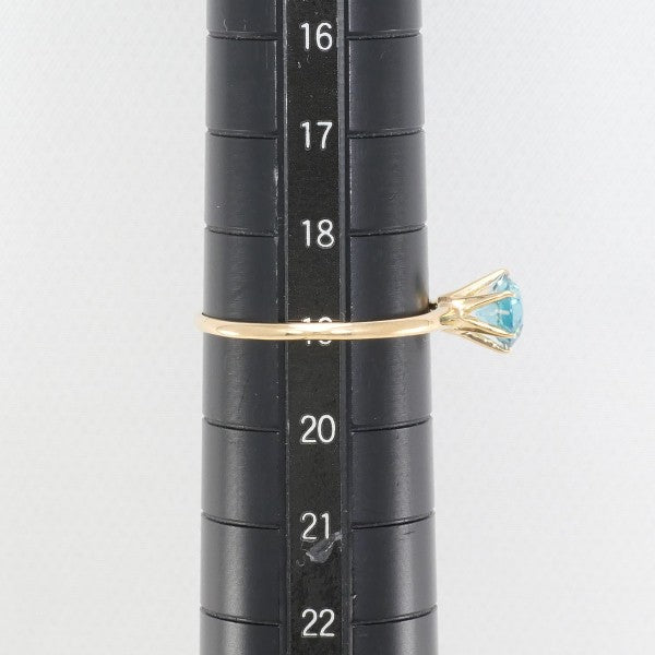18K Yellow Gold Blue Zircon Ring for Women - Elegant Birthstone Jewelry Gift for Anniversary, Engagement & Special Occasions