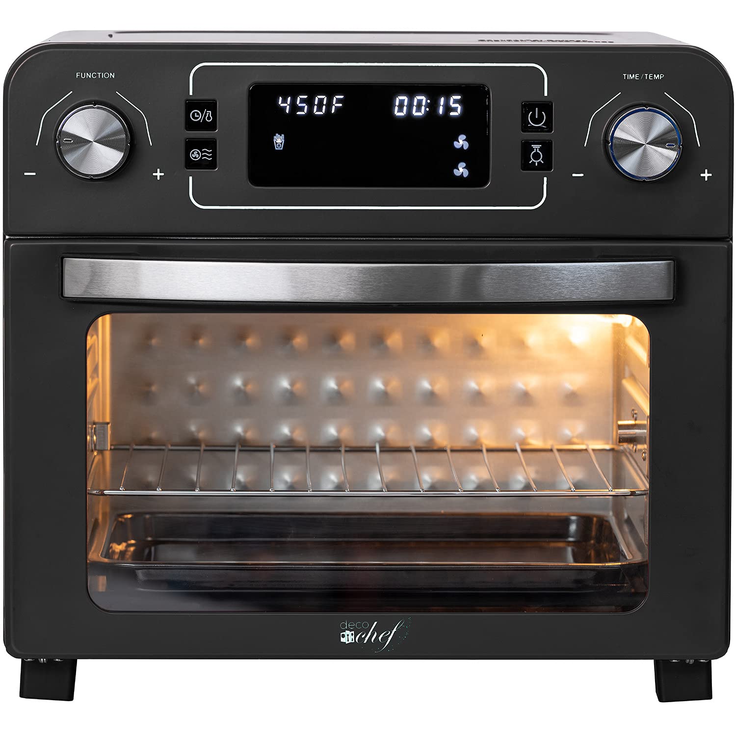 Deco Chef 24 QT 1700W Stainless Steel Toaster Oven with Air Fryer, Rotisserie, Grill Rack & Baking Pan - Perfect for Baking, Roasting, Air Frying & Family Cooking
