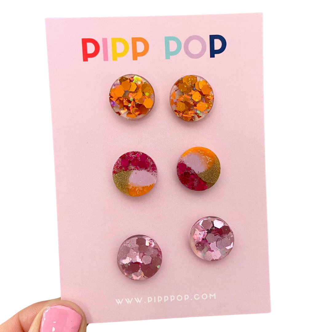 Sparkling Glitter Stud Earrings Pack - 12 Pairs Hypoallergenic Fashion Jewelry for Women & Girls - Perfect for Parties, Weddings, Daily Wear & Gift Giving