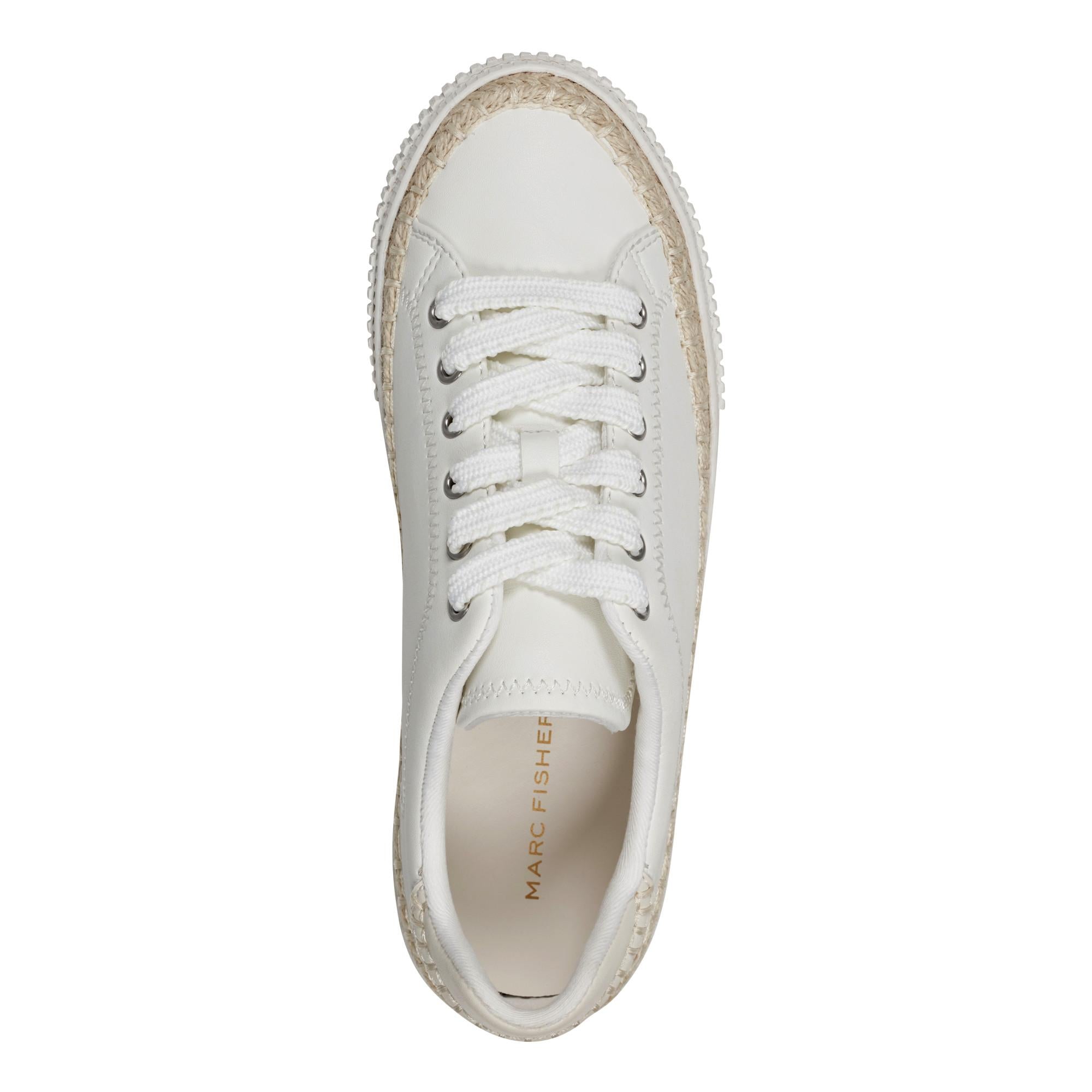 Marc Fisher Women's Spryng Off White/Light Beige Nappa PU893 M Sneakers - Comfortable Casual Walking Shoes for Work, Travel & Everyday Wear