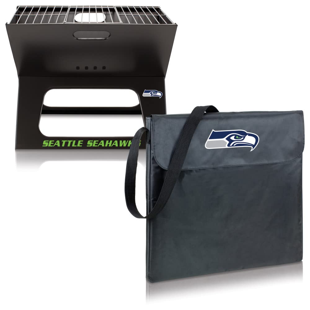 Portable NFL X-Grill Charcoal Grill for Camping, Tailgating & Outdoor BBQs - Compact Design for Picnics, Backyard Parties & Game Day Grilling