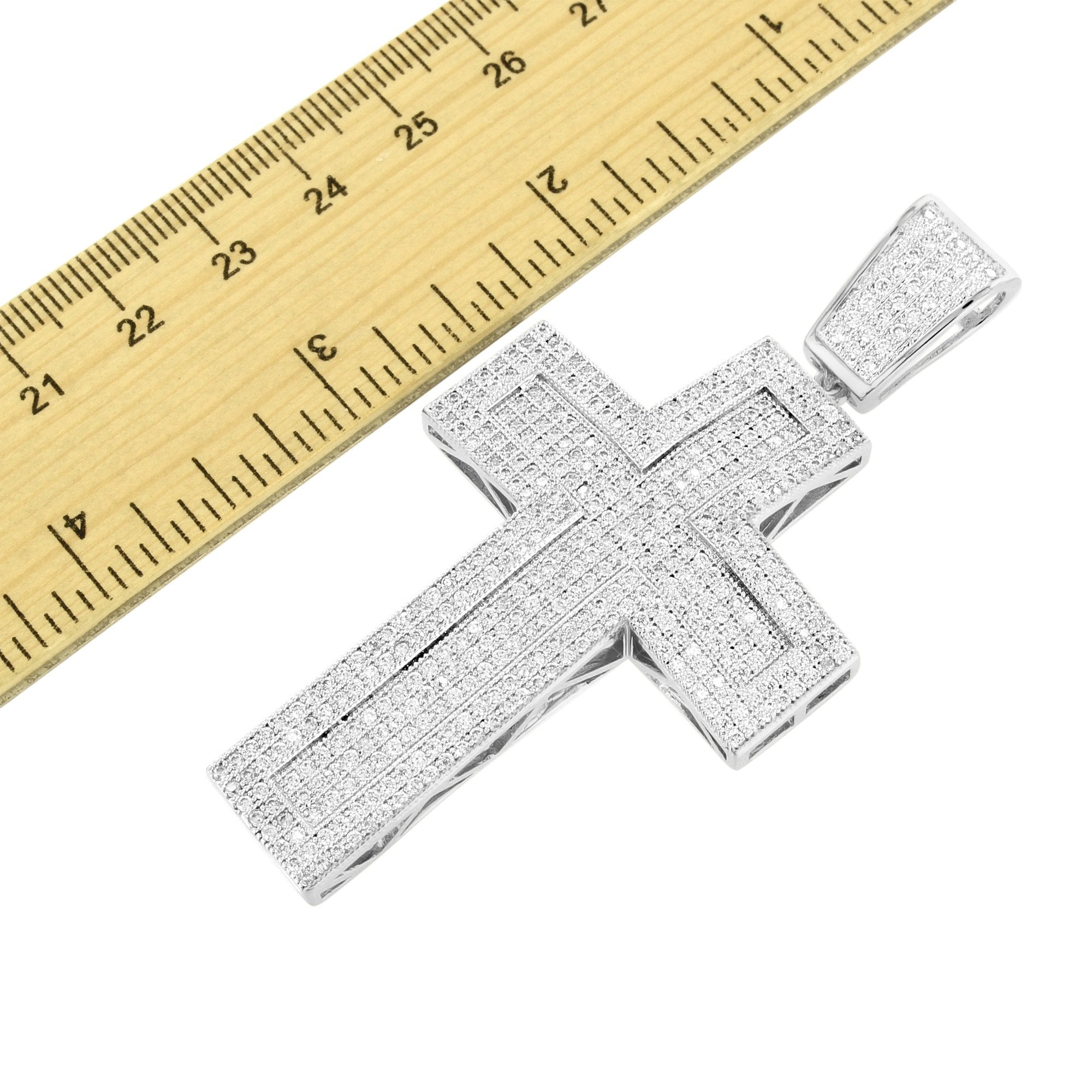 White Jesus Cross Pendant Necklace with Simulated Diamond Micro Pave - Elegant Religious Jewelry for Women, Perfect for Church, Weddings & Special Occasions