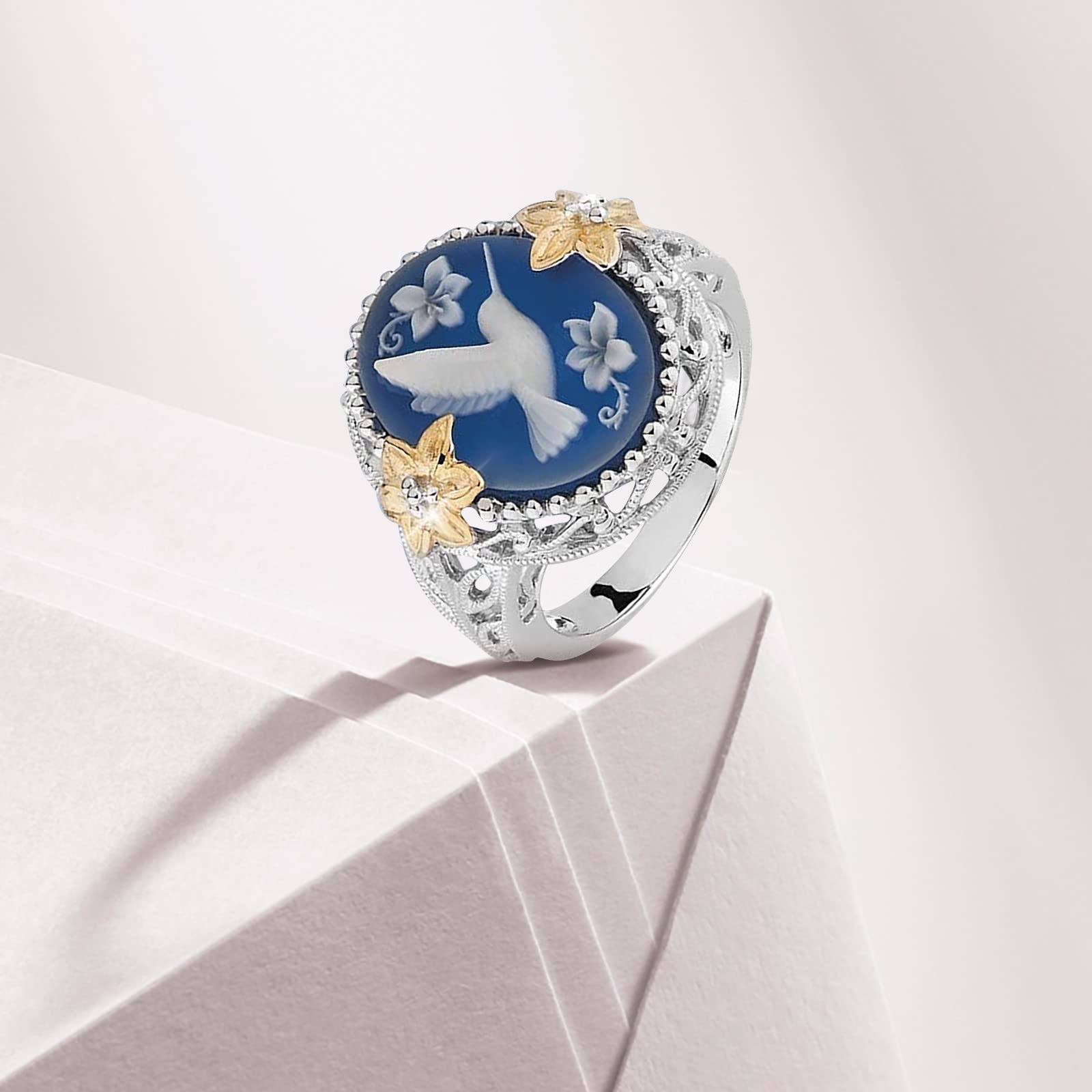 Vintage Hummingbird & Peacock Stacking Rings for Women - Wedding Band Gift