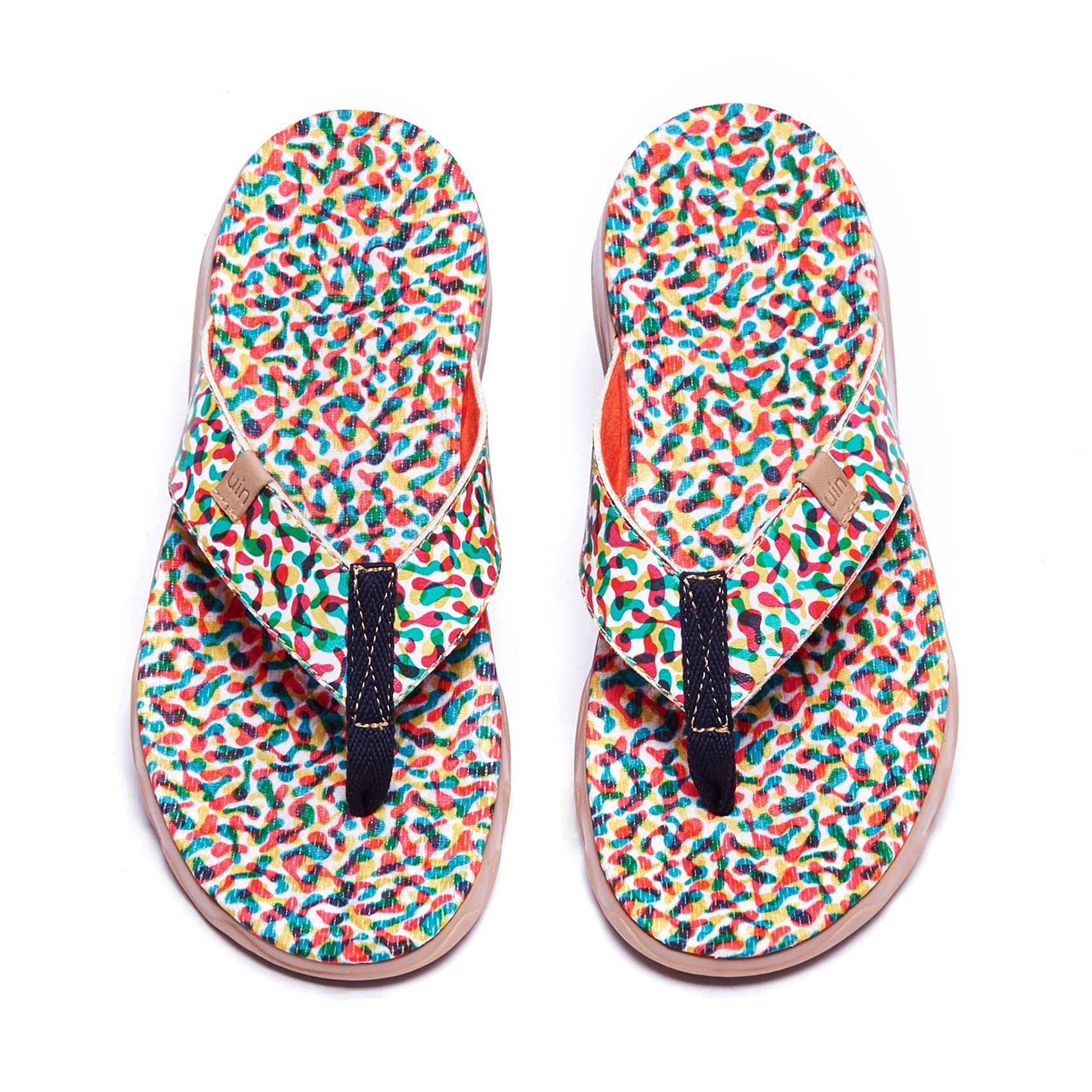 UIN Women's Flip Flops - Comfortable Non-Slip Summer Sandals with Artistic Paint Design for Beach, Travel & Casual Wear