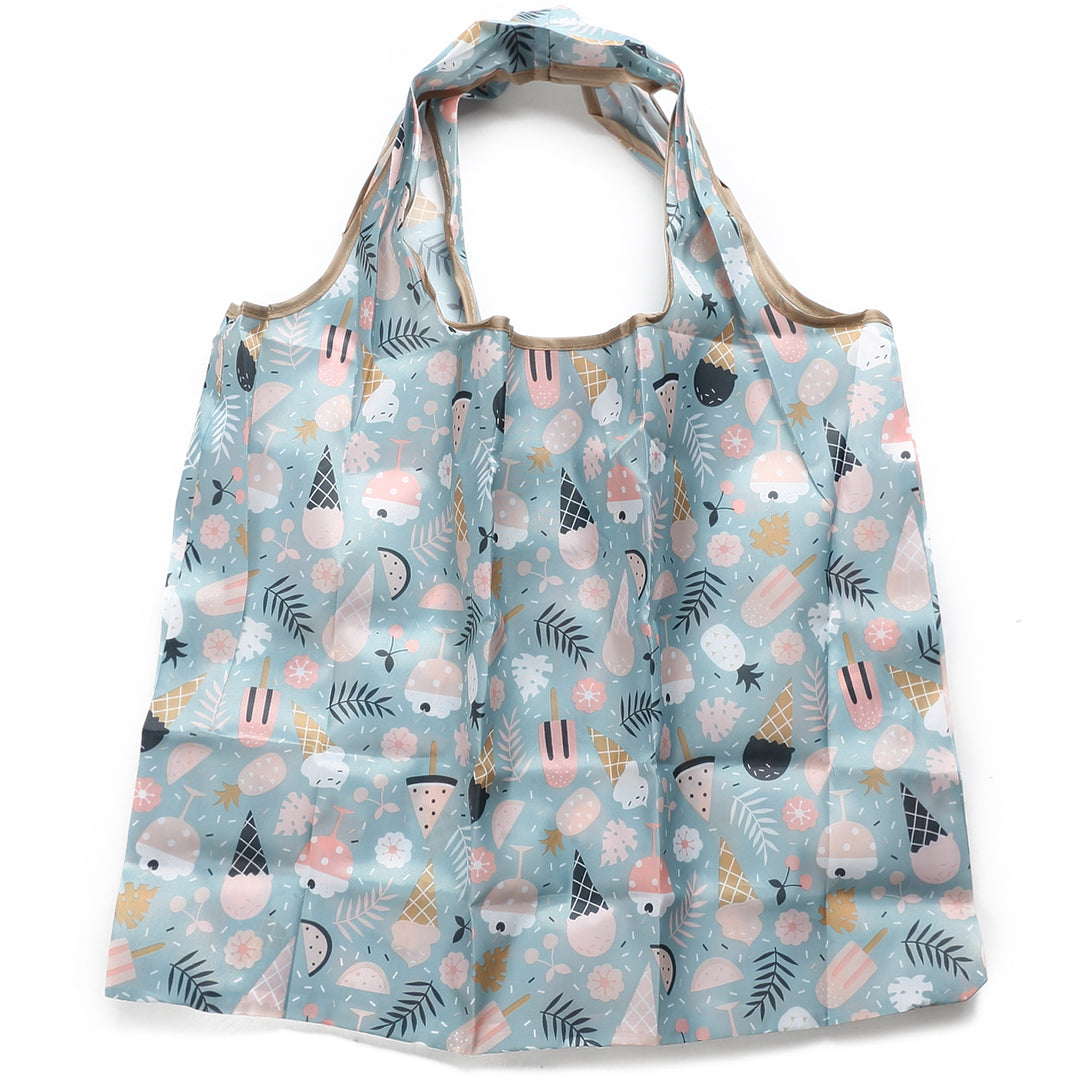 Foldable Tote Bag for Women - Jackie Style in Ice Cream Blue | Lightweight & Durable Shopping Bag for Groceries, Beach, Travel & Daily Use