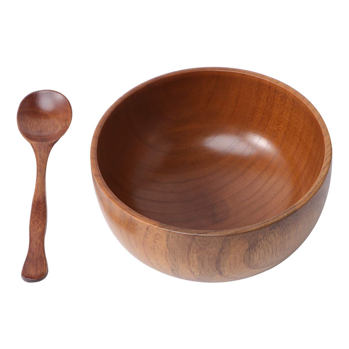 UPKOCH 2-Piece Wooden Serving Bowl Set with Spoon - Perfect for Salads, Rice, Soup, Noodles, Ice Cream, Cereal & Snacks - Ideal for Dining, Entertaining & Kitchen Use