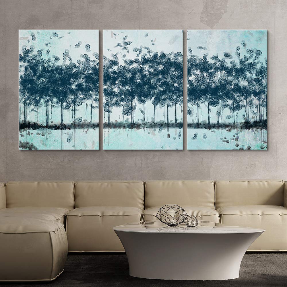 Wall26 - 3 Panel Canvas Wall Art - Abstract Oil Painting Tree Forest - Giclee Print for Bedroom & Living Room Decor - 24