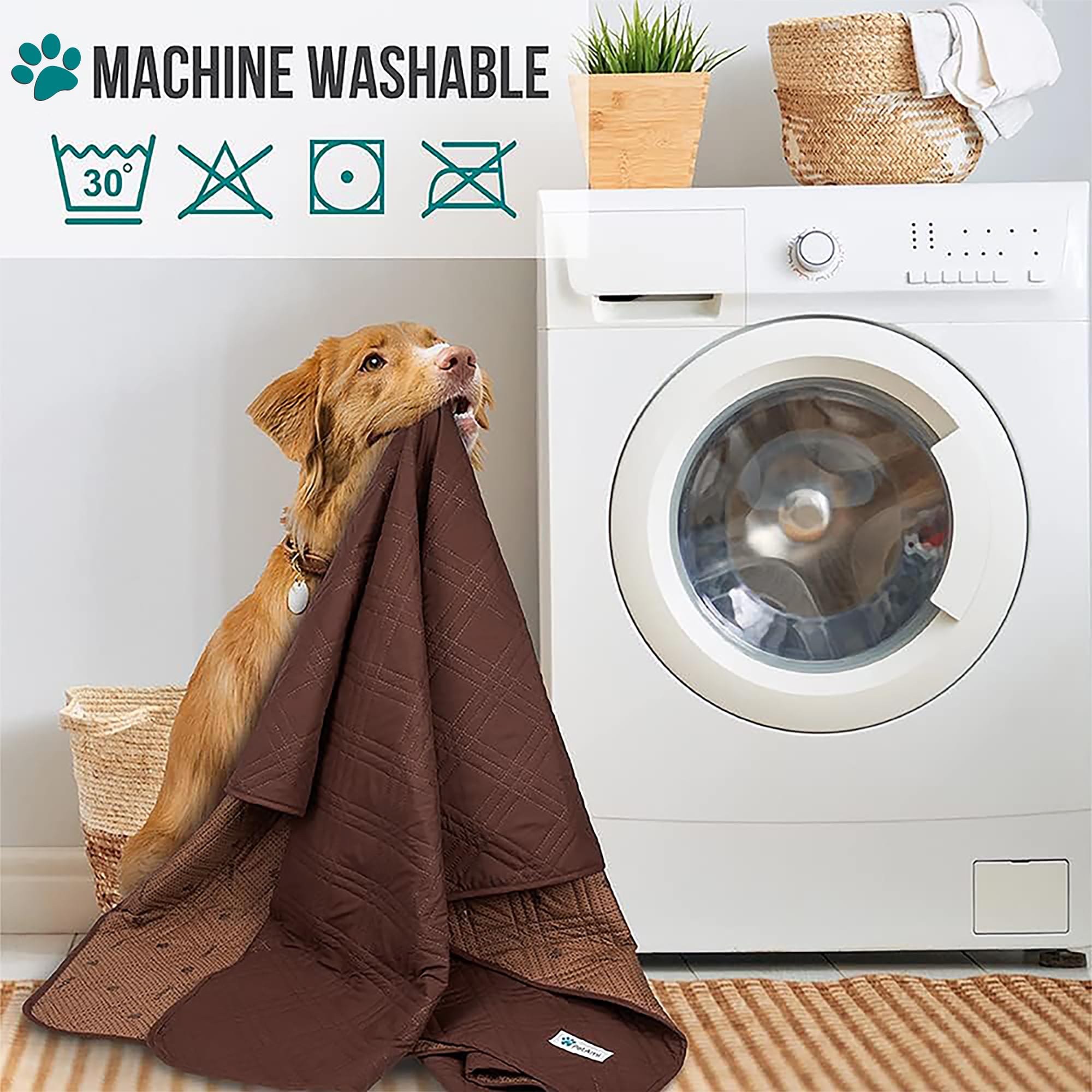 **PetAmi Waterproof Couch Cover for Dogs & Cats – Reversible Furniture Protector, Washable Pet Blanket (52x82 Inches, Brown) – Ideal for Sofas, Couches & Pet Beds**