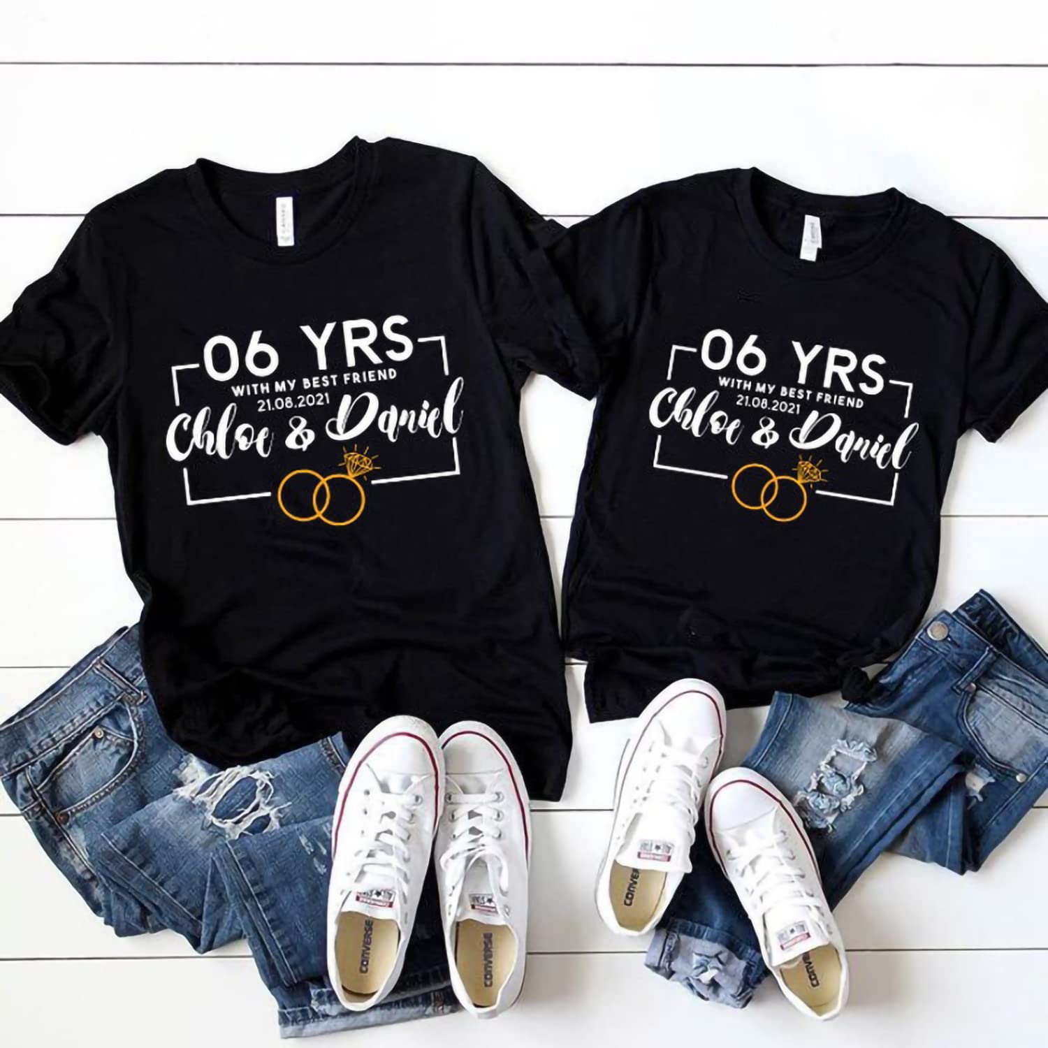 Personalized Anniversary Gifts for Couples - Custom Wedding Shirts for Him & Her - 
