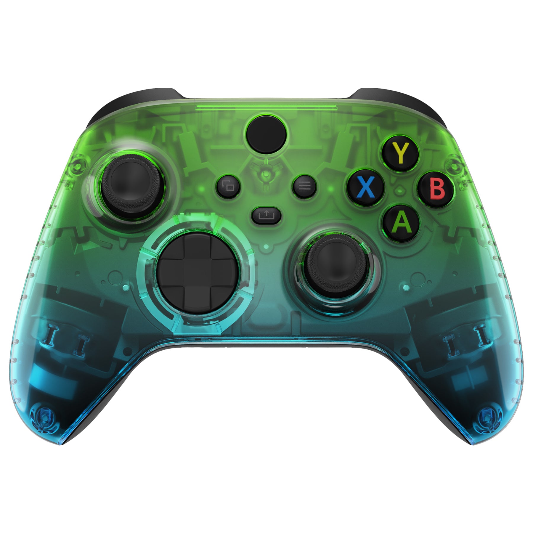 eXtremeRate Replacement Front Housing Shell for Xbox Series X & S Controller - Gradient Translucent Green Blue | Custom Gaming Accessory for Enhanced Aesthetics & Comfort | Perfect for Gaming Enthusiasts & Streamers
