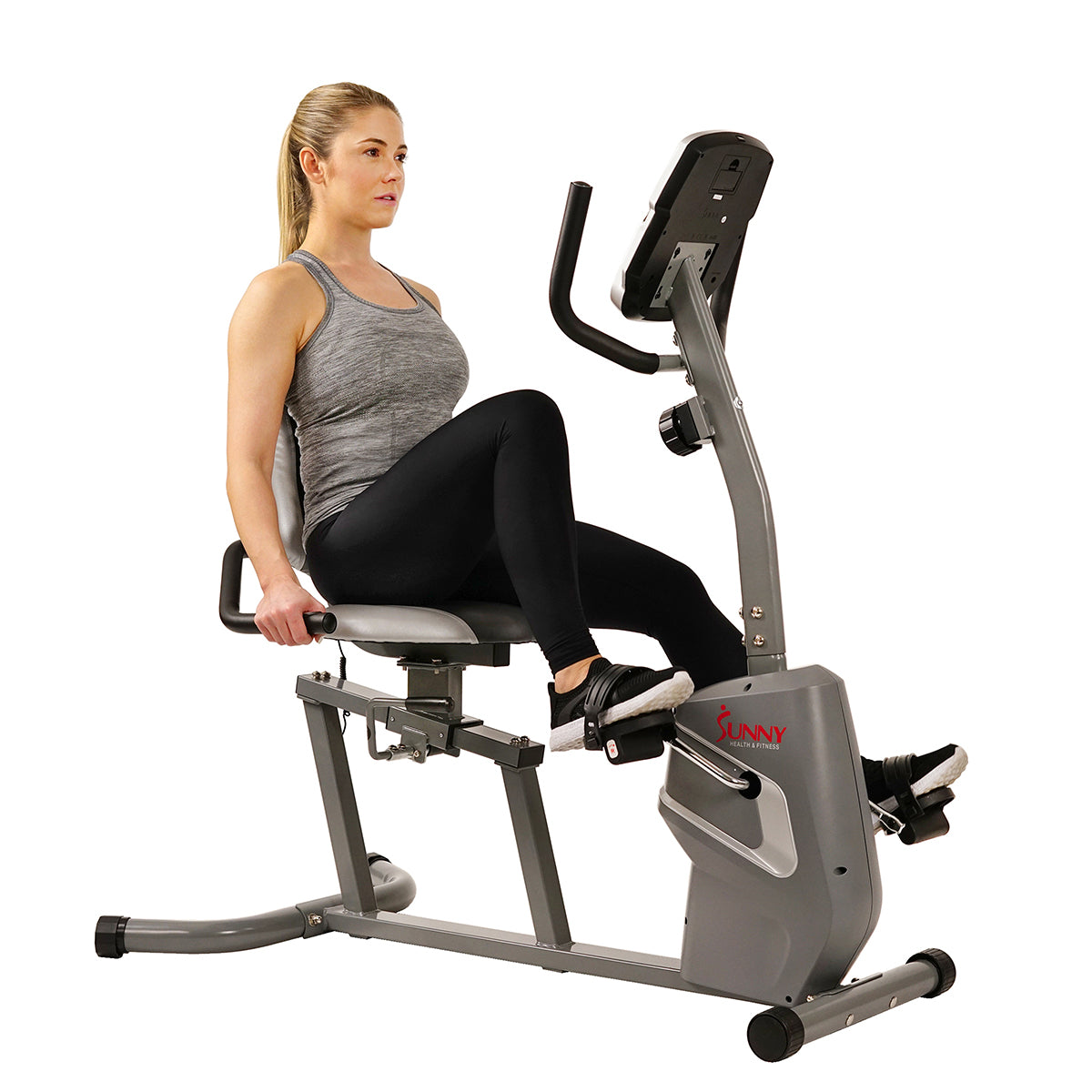 Magnetic Recumbent Exercise Bike with Adjustable Seat, Device Holder, RPM & Pulse Rate - Home Gym Cardio Workout for Seniors & Rehab