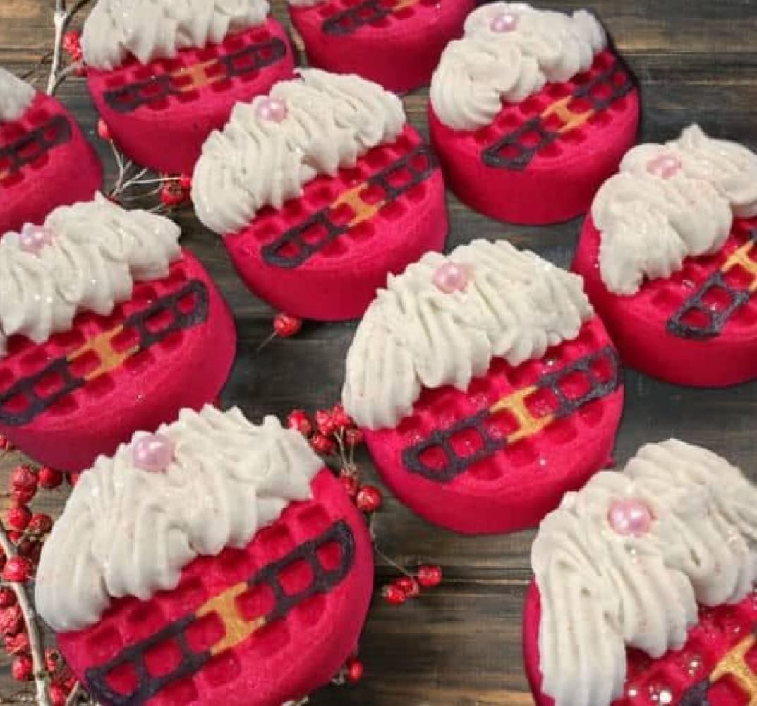 Vegan Santa Waffle Bubble Bath Bomb for Christmas Bath Time
