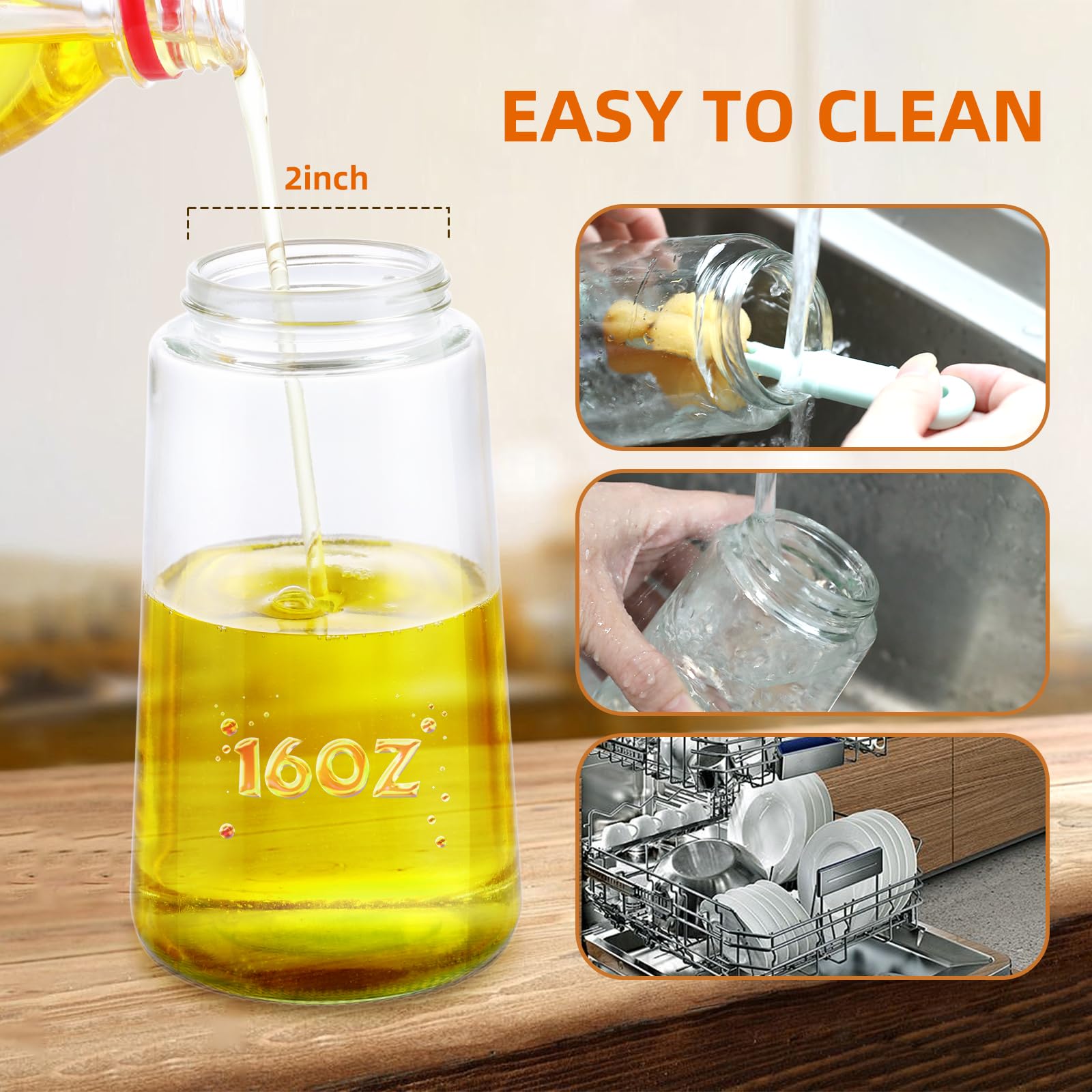 2 in 1 Glass Olive Oil Sprayer & Dispenser - 16oz Kitchen Oil Mister for Cooking, Air Fryer, Salad, BBQ - Perfect for Healthy Cooking, Baking & Grilling