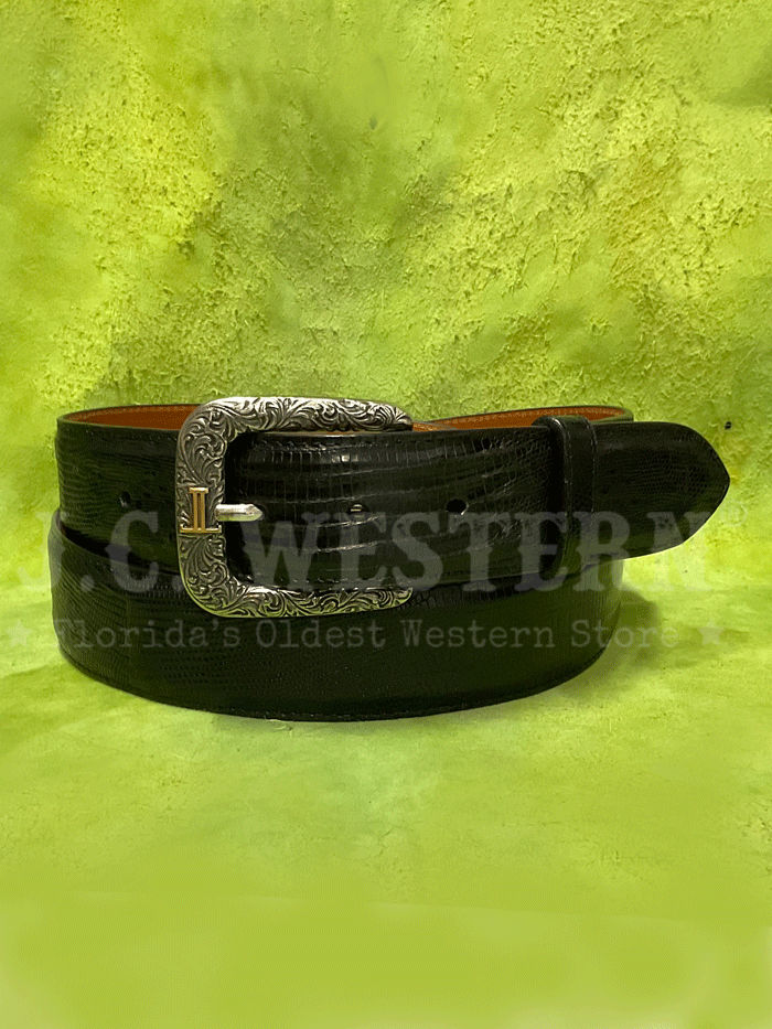 Lucchese W8011 Men's Classic Lizard Western Belt - Genuine Leather Dress Belt for Cowboy Boots & Western Wear - Black